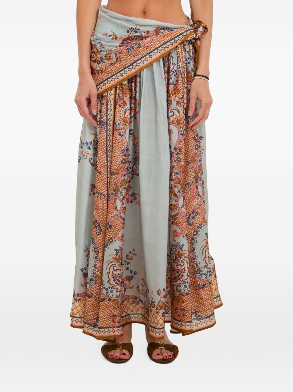 Zimmermann Women Aster Printed Silk Skirt ZIMMERMANN