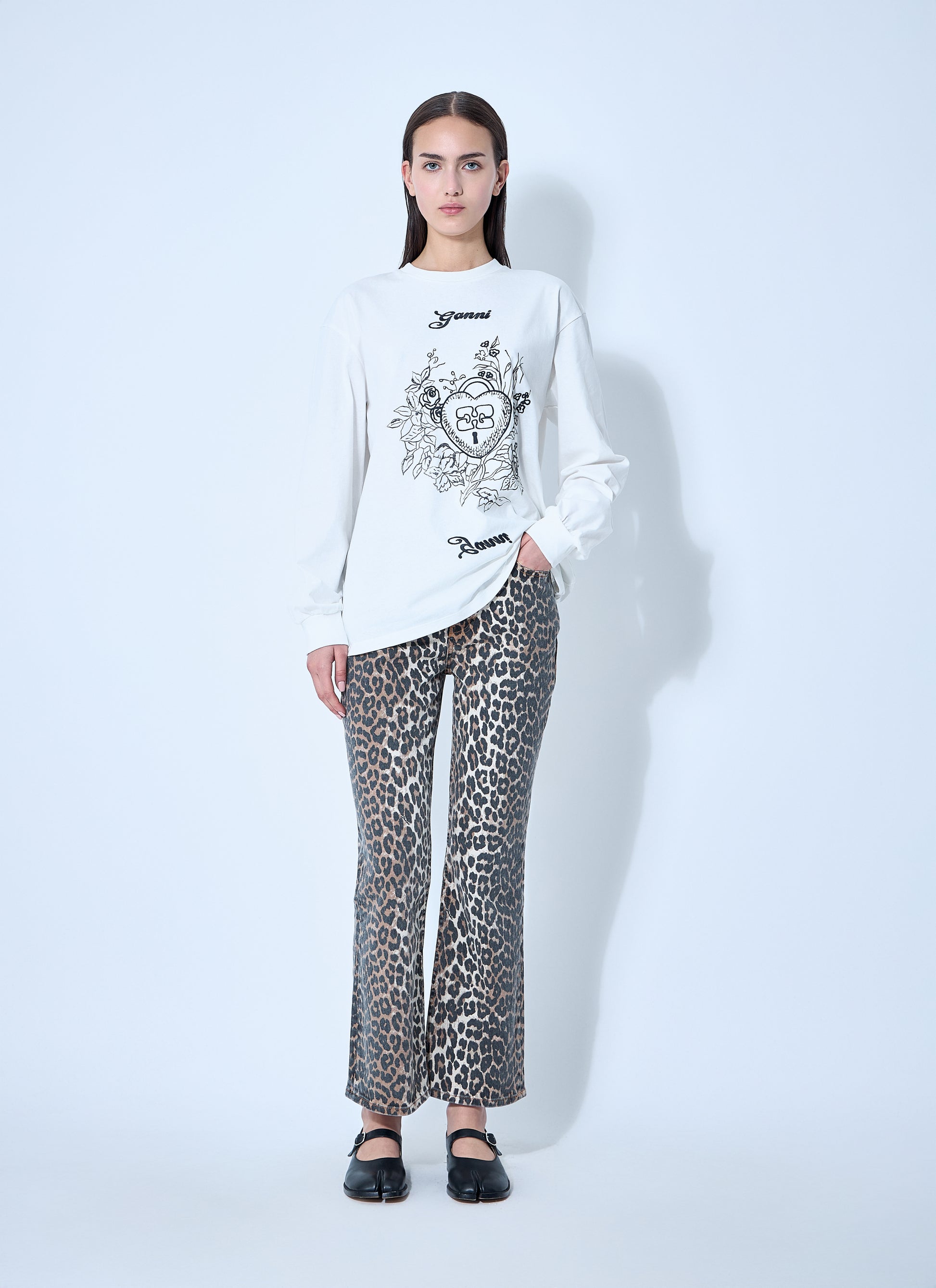 Ganni Women Betzy Leopard Print Jeans GANNI