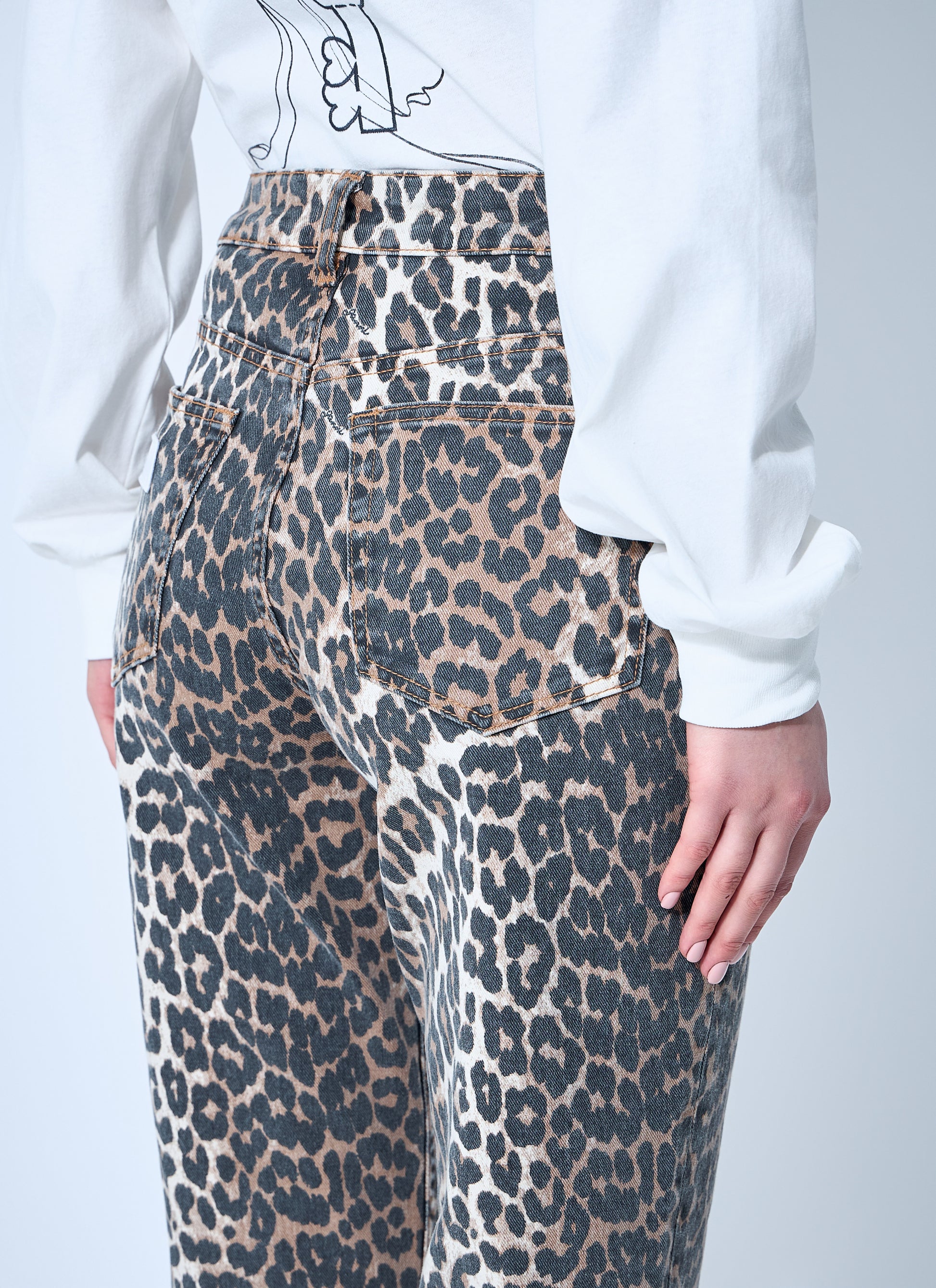 Ganni Women Betzy Leopard Print Jeans GANNI