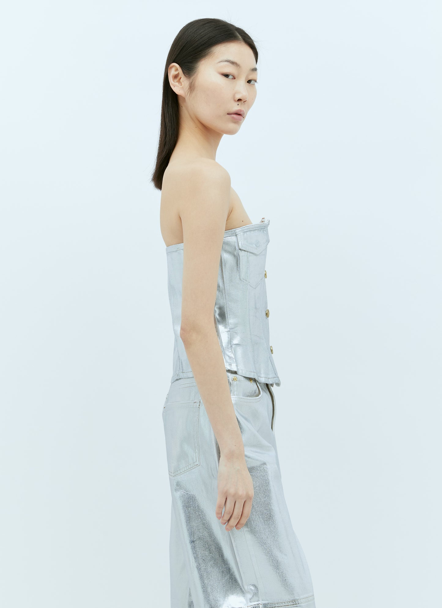 Ganni Women Foil Denim Corsage GANNI