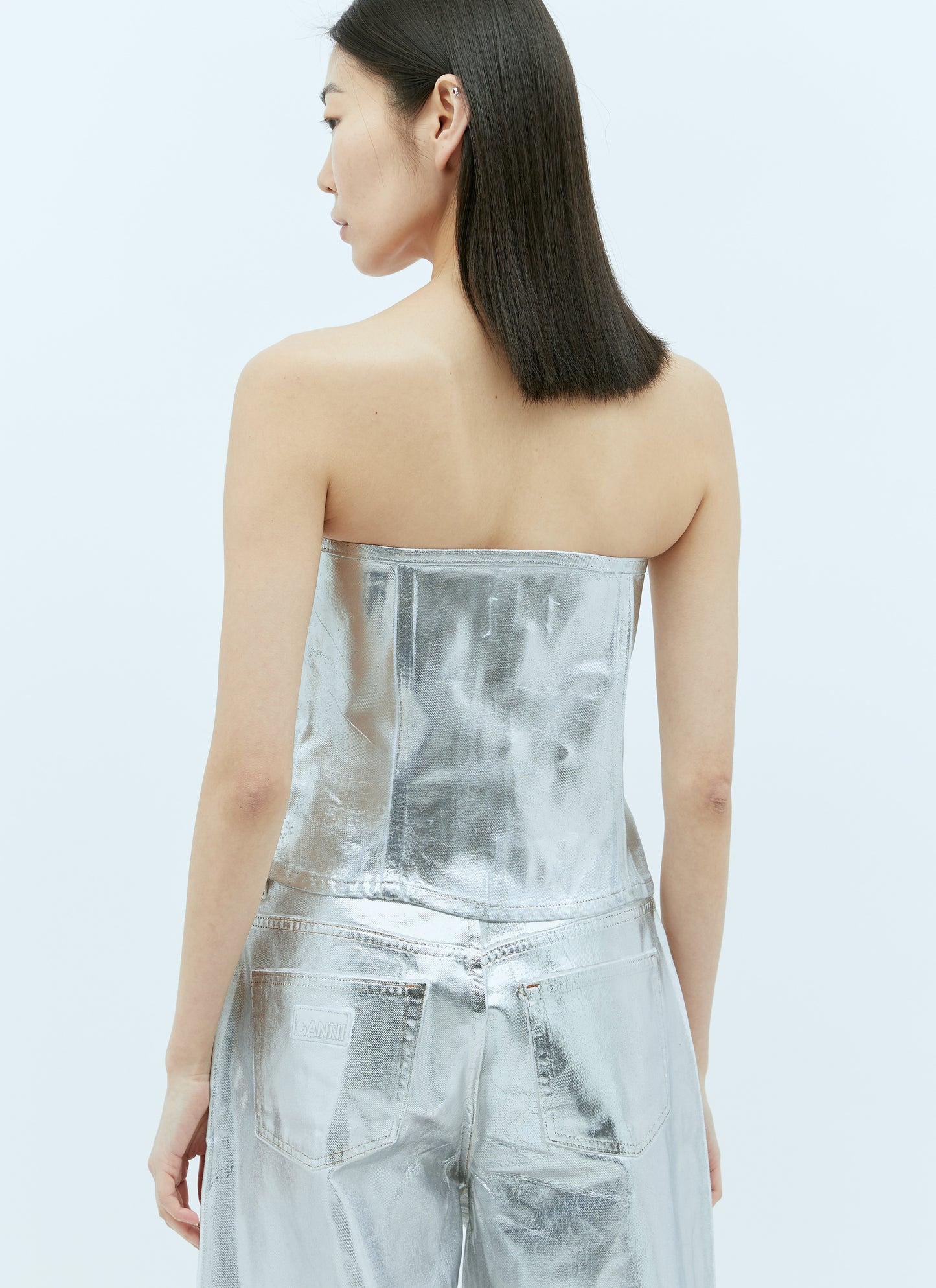 Ganni Women Foil Denim Corsage GANNI