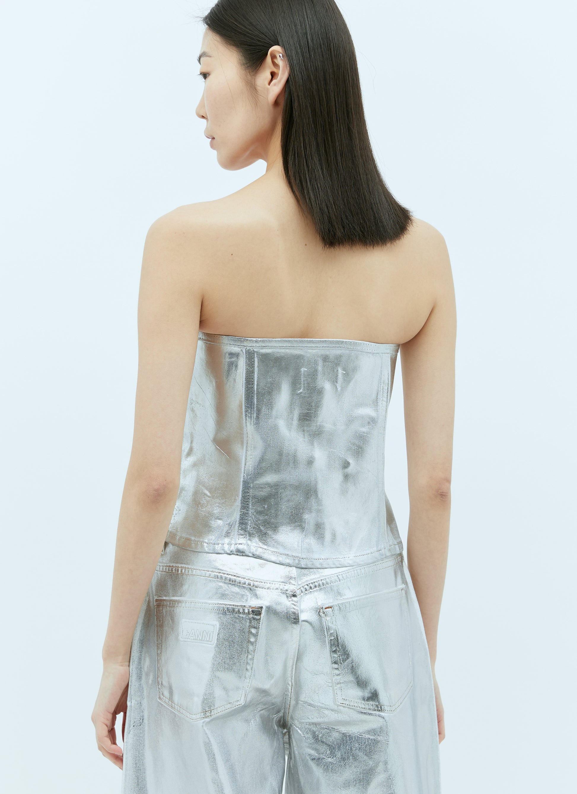 Ganni Women Foil Denim Corsage GANNI