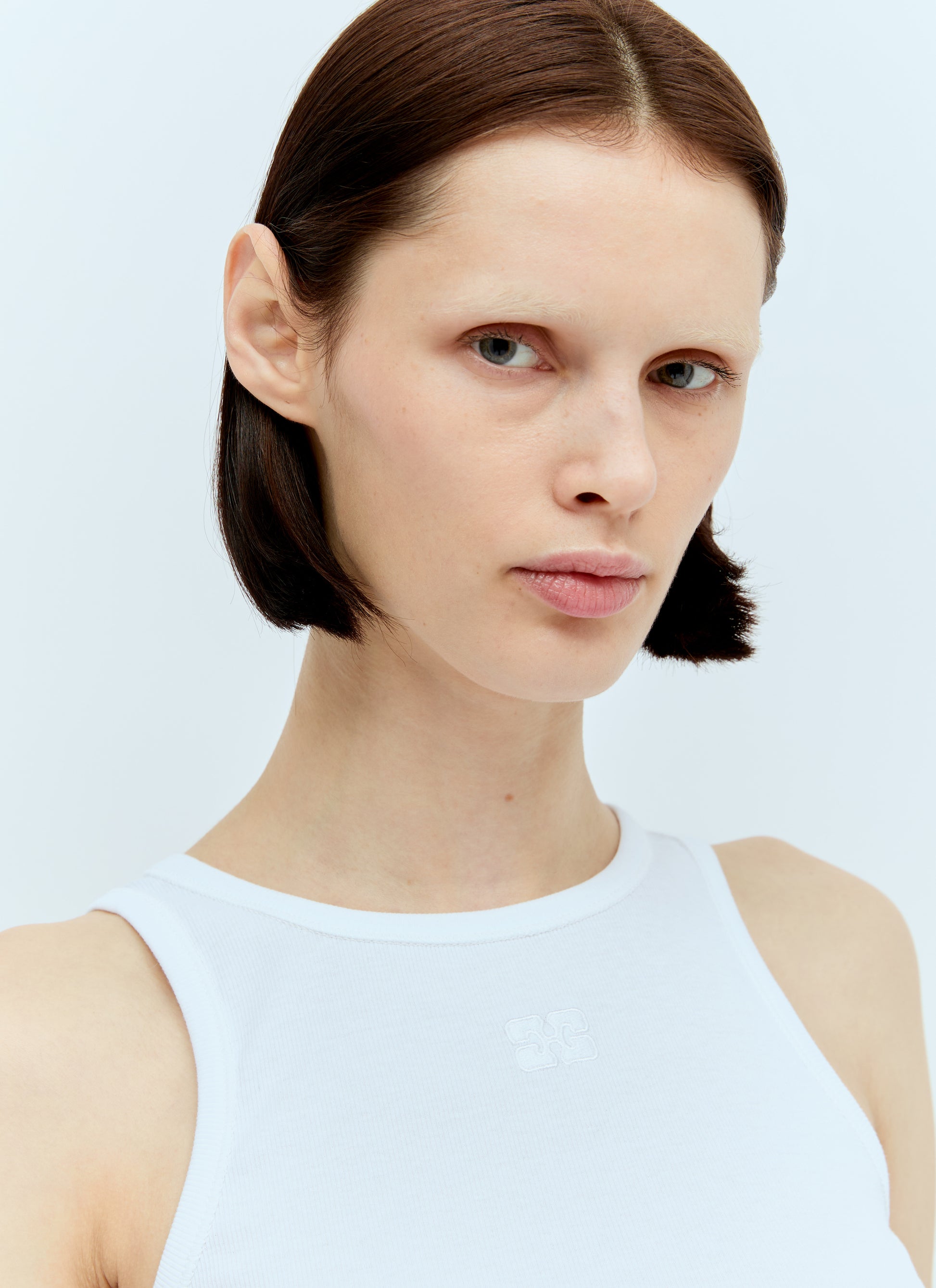 Ganni Women Soft Cotton Rib Tank Top GANNI