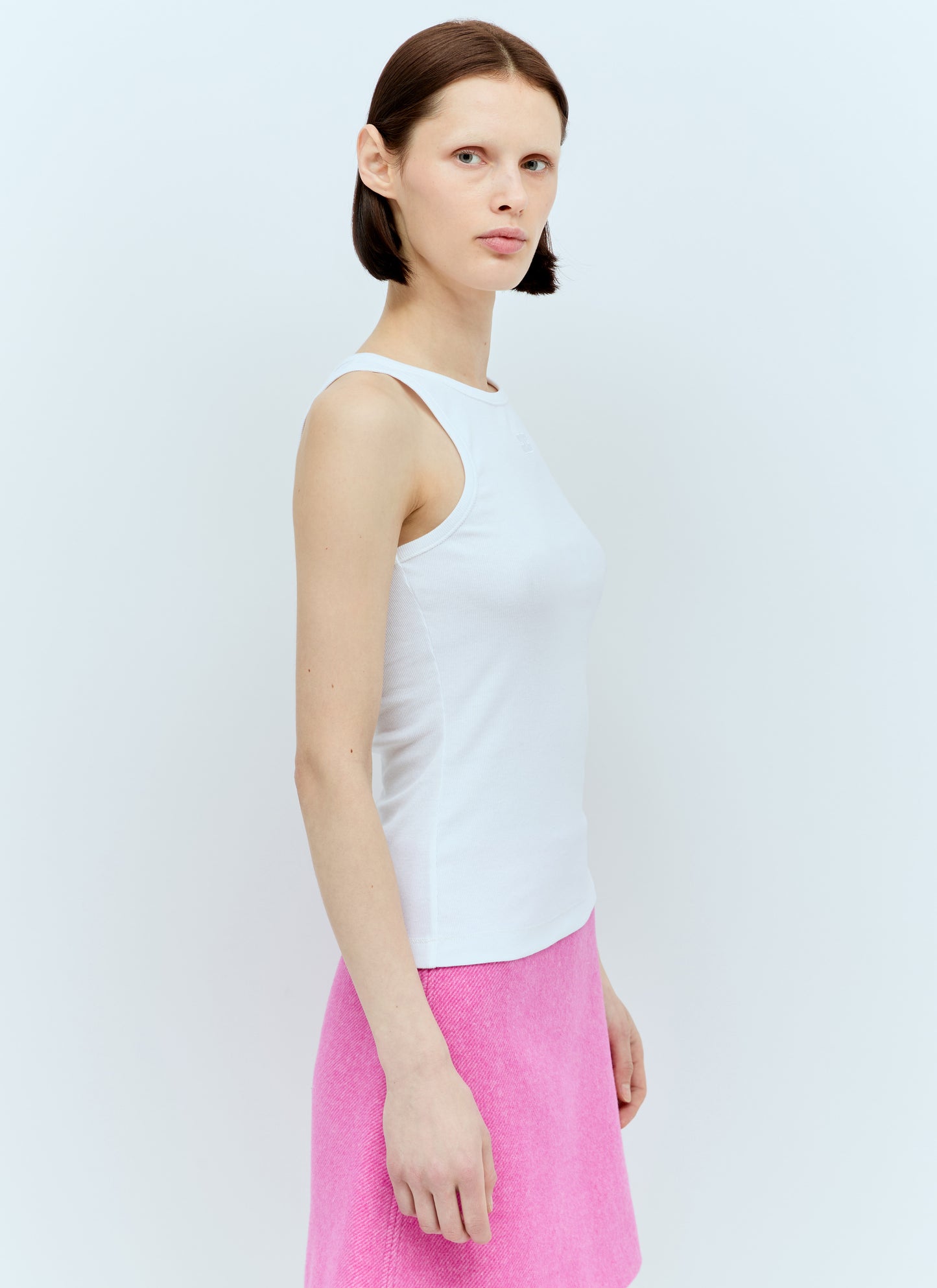 Ganni Women Soft Cotton Rib Tank Top GANNI