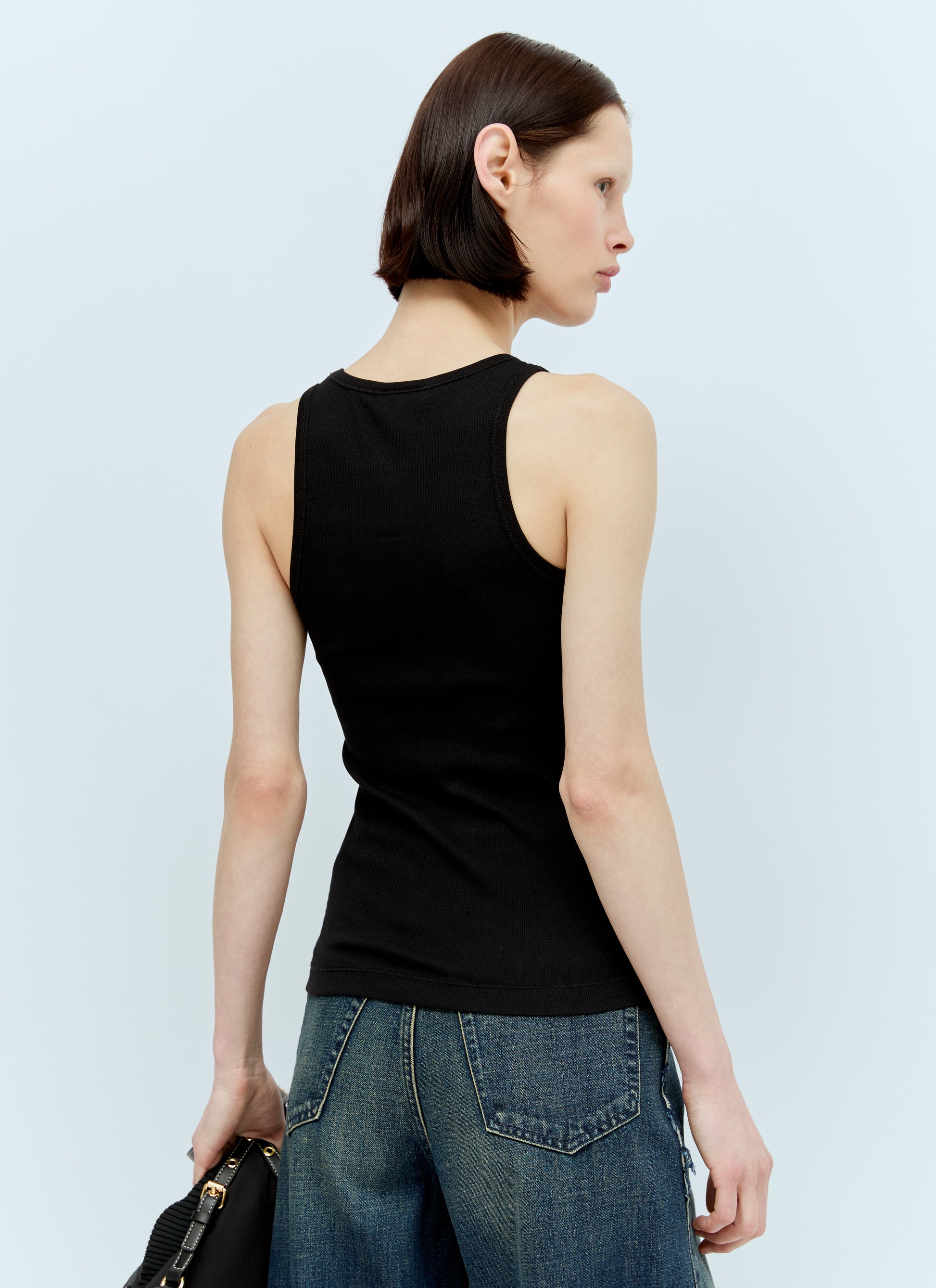 Ganni Women Soft Cotton Rib Tank Top GANNI