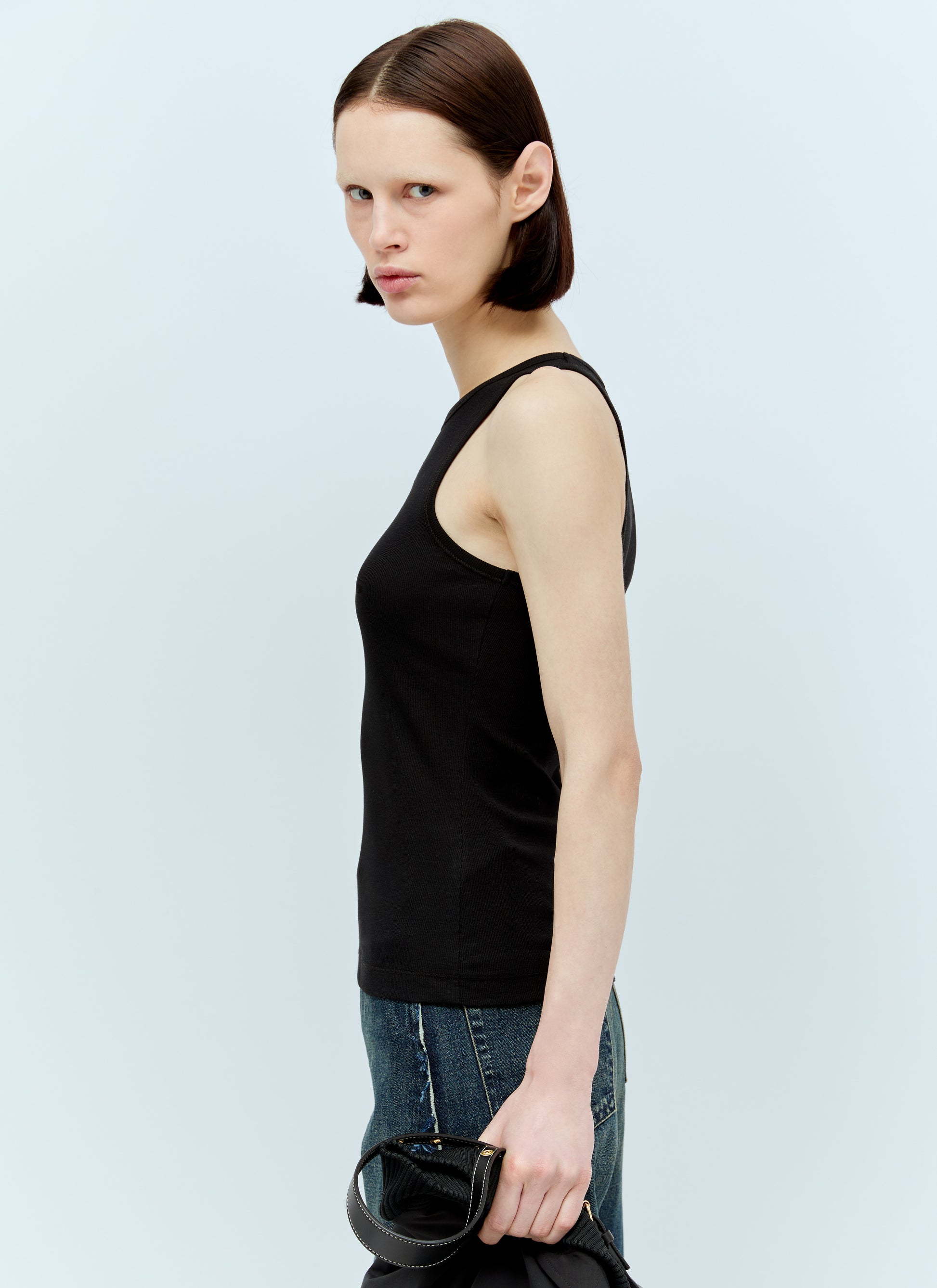 Ganni Women Soft Cotton Rib Tank Top GANNI