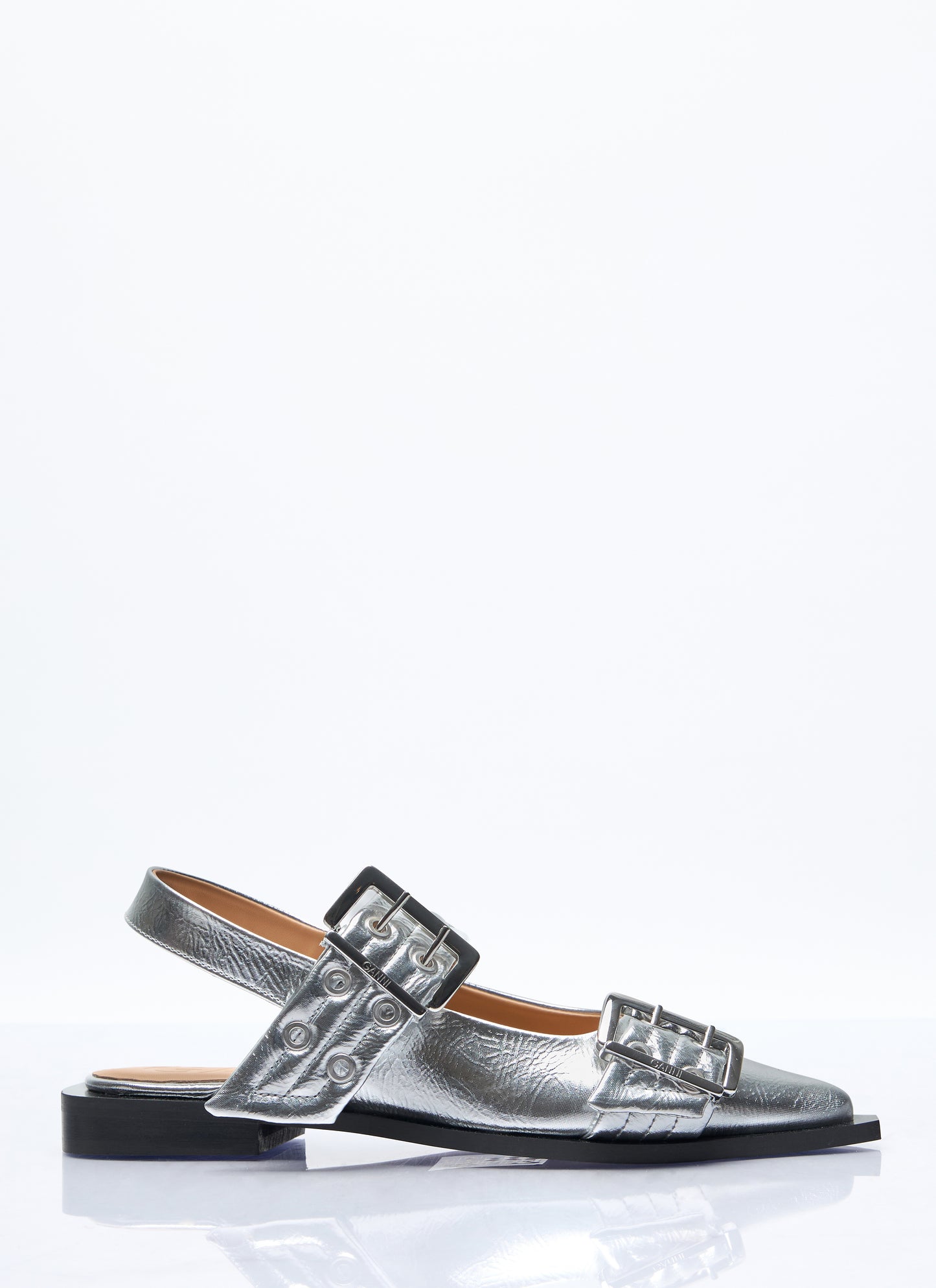 Ganni Women Feminine Buckle Ballerina Flats GANNI