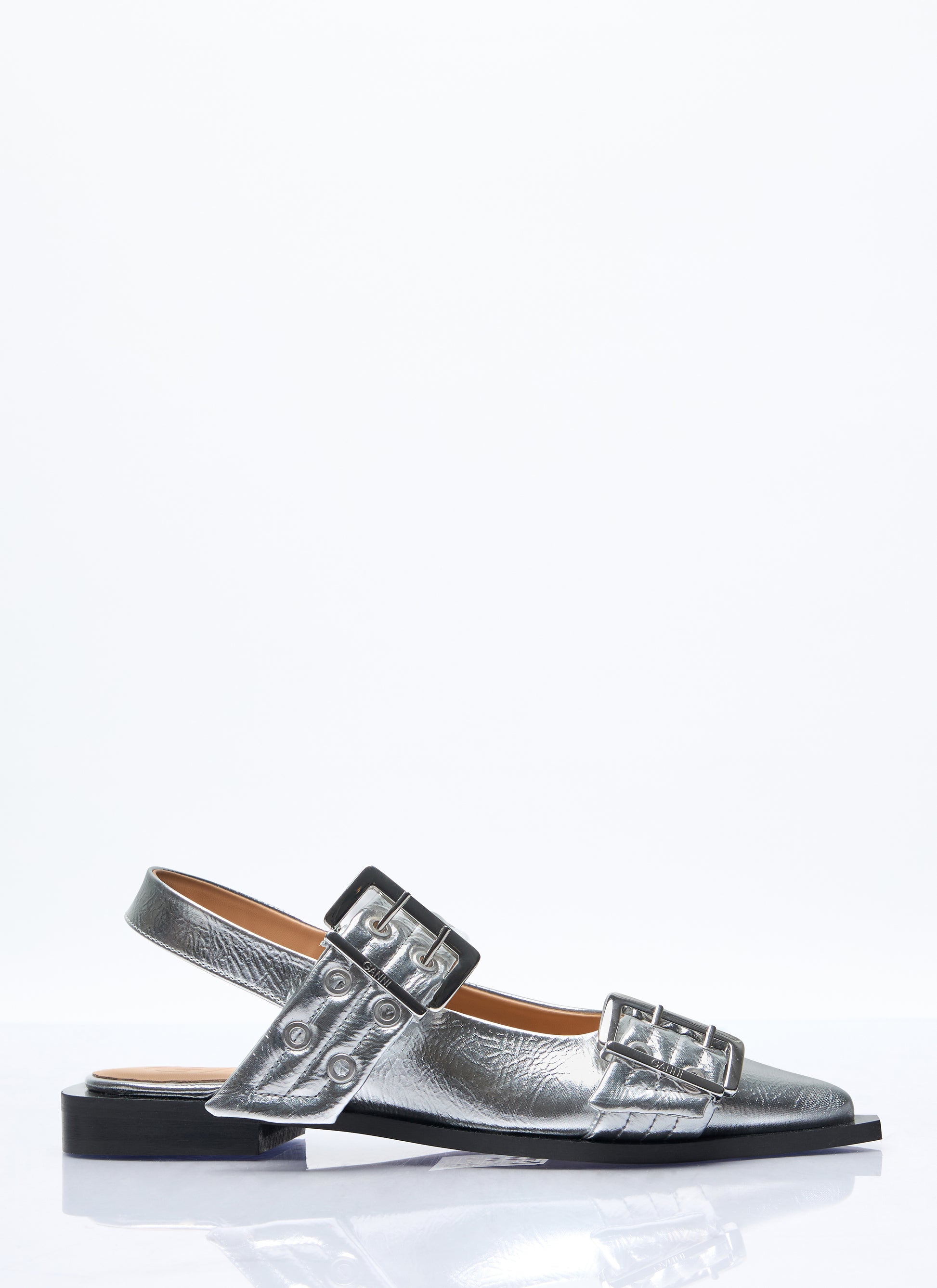 Ganni Women Feminine Buckle Ballerina Flats GANNI