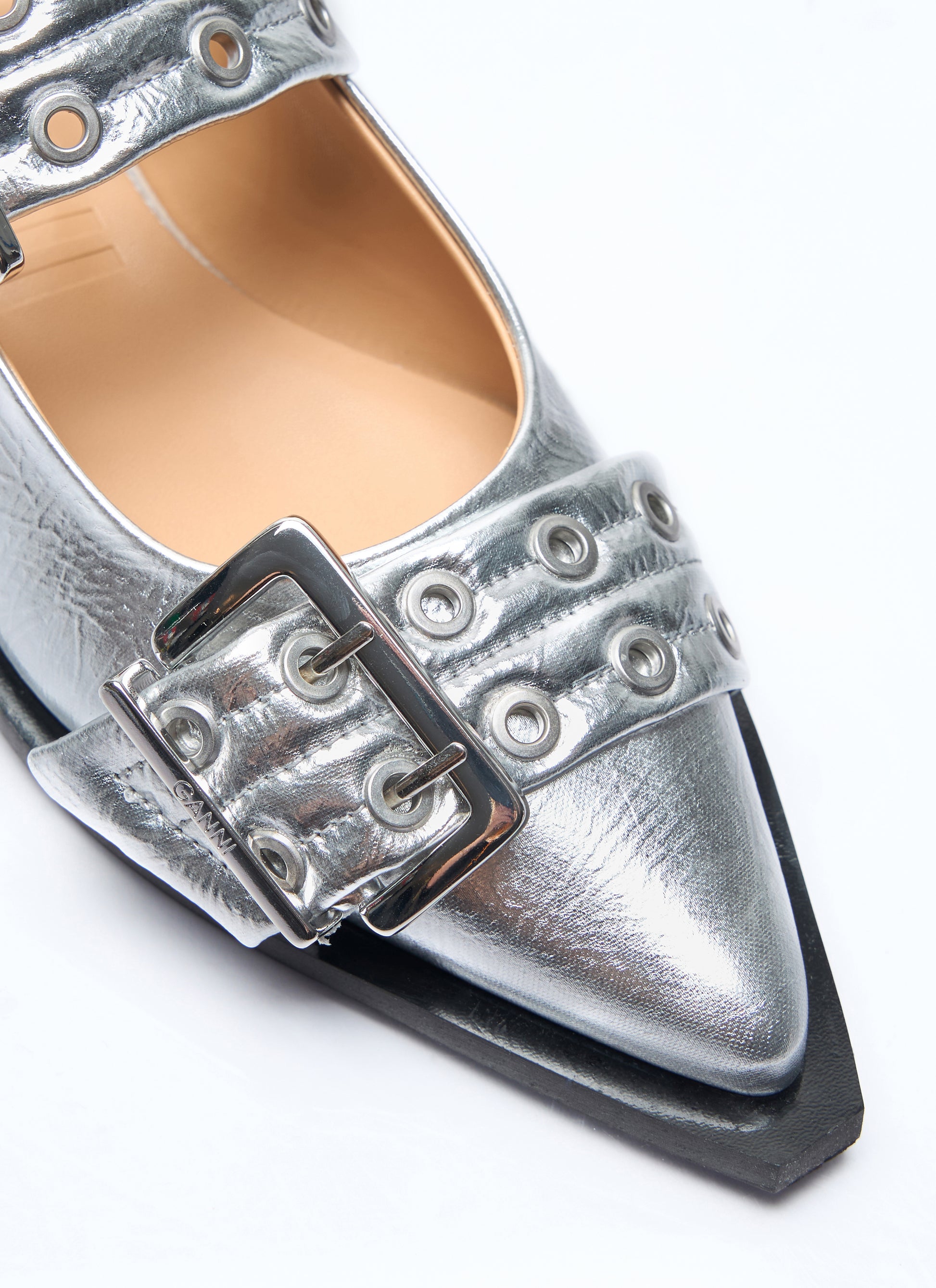 Ganni Women Feminine Buckle Ballerina Flats GANNI