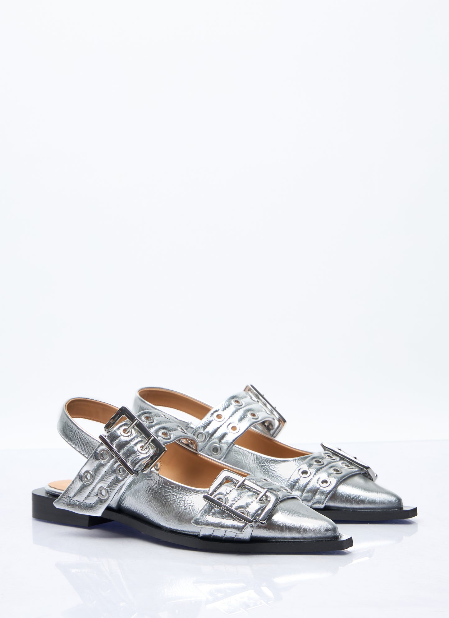 Ganni Women Feminine Buckle Ballerina Flats GANNI