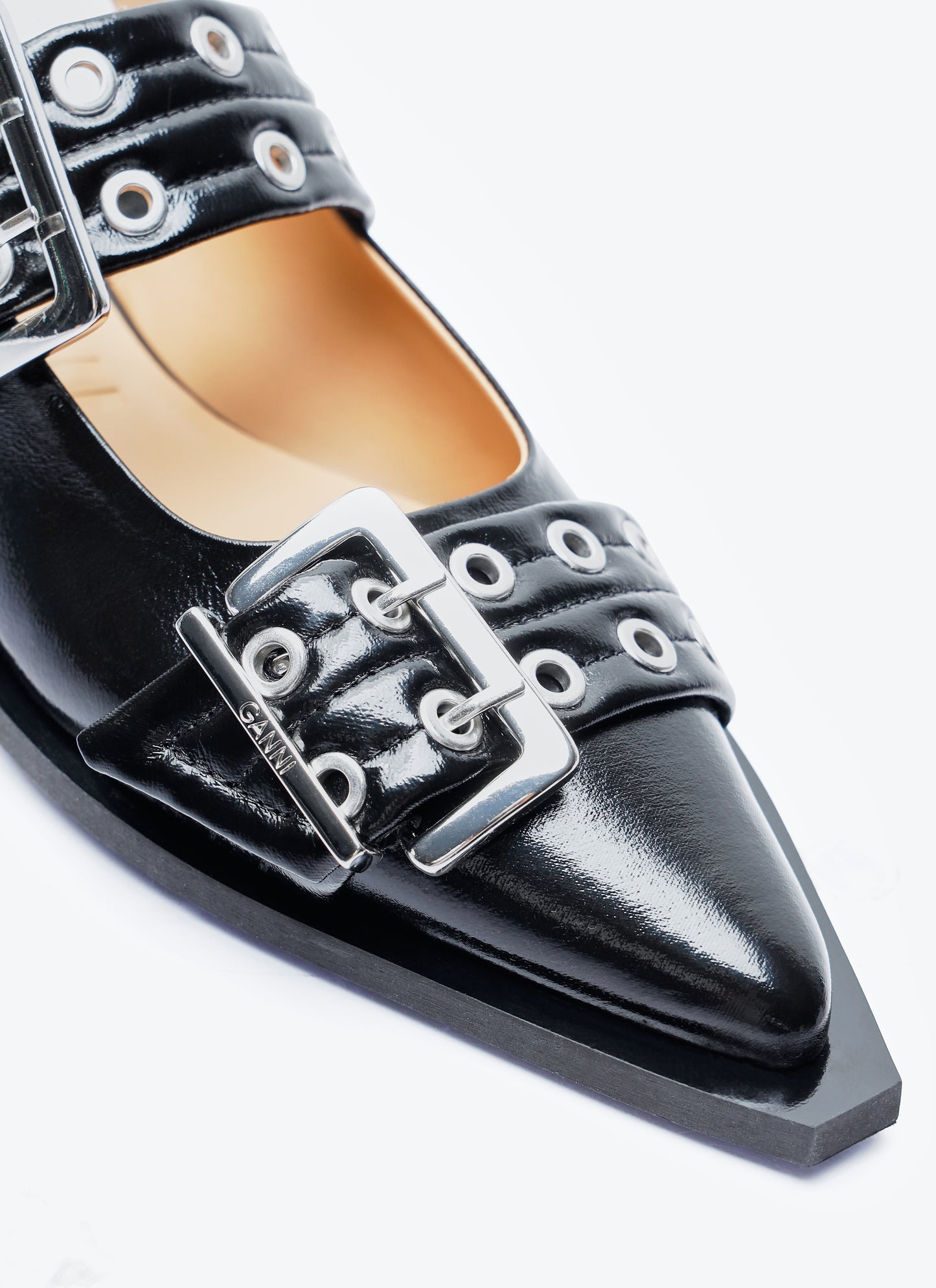 Ganni Women Feminine Buckle Ballerina Flats GANNI
