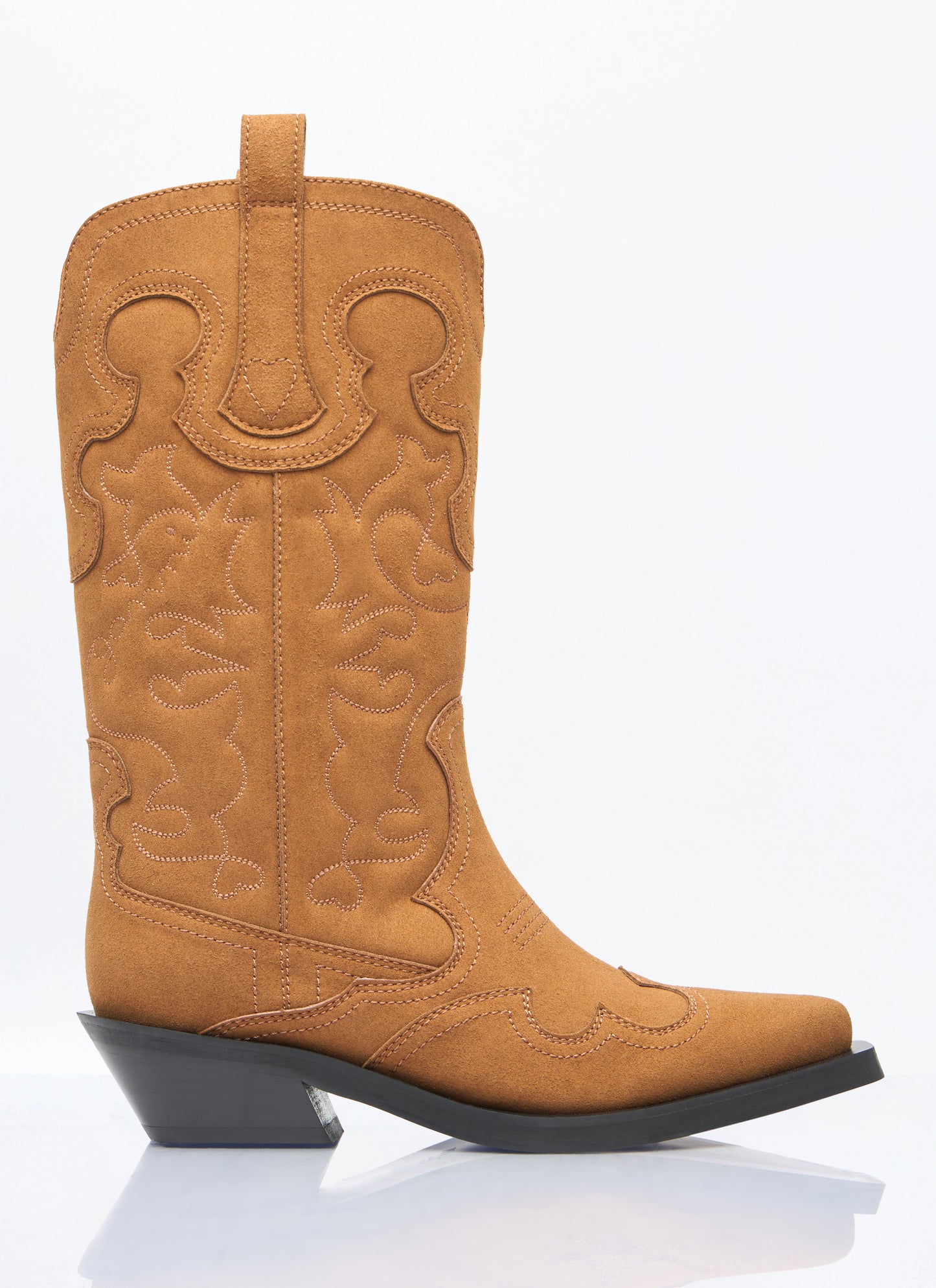 Ganni Women Mid Shaft Embroidered Western Boots GANNI