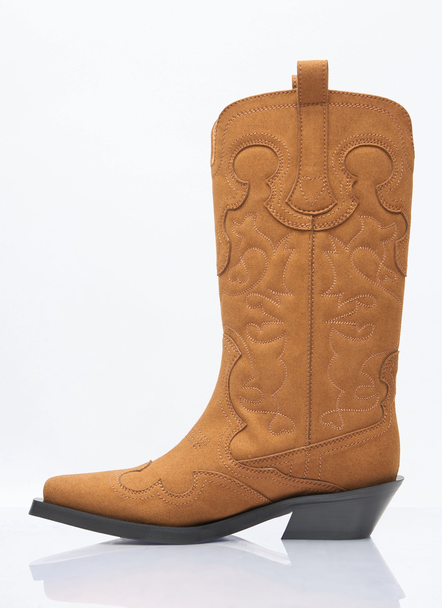 Ganni Women Mid Shaft Embroidered Western Boots GANNI
