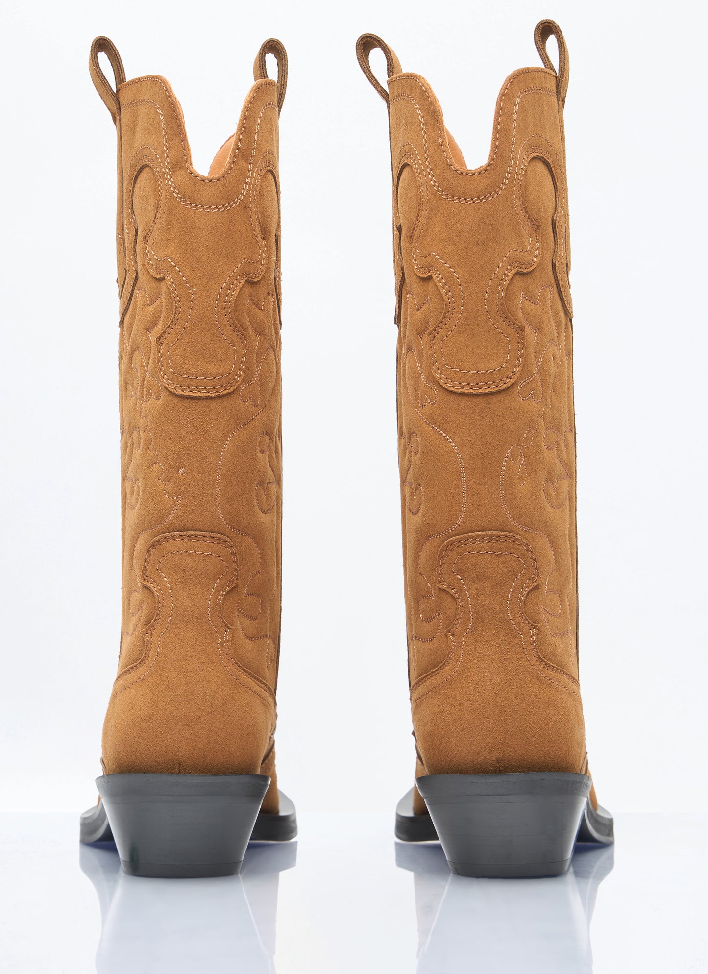 Ganni Women Mid Shaft Embroidered Western Boots GANNI
