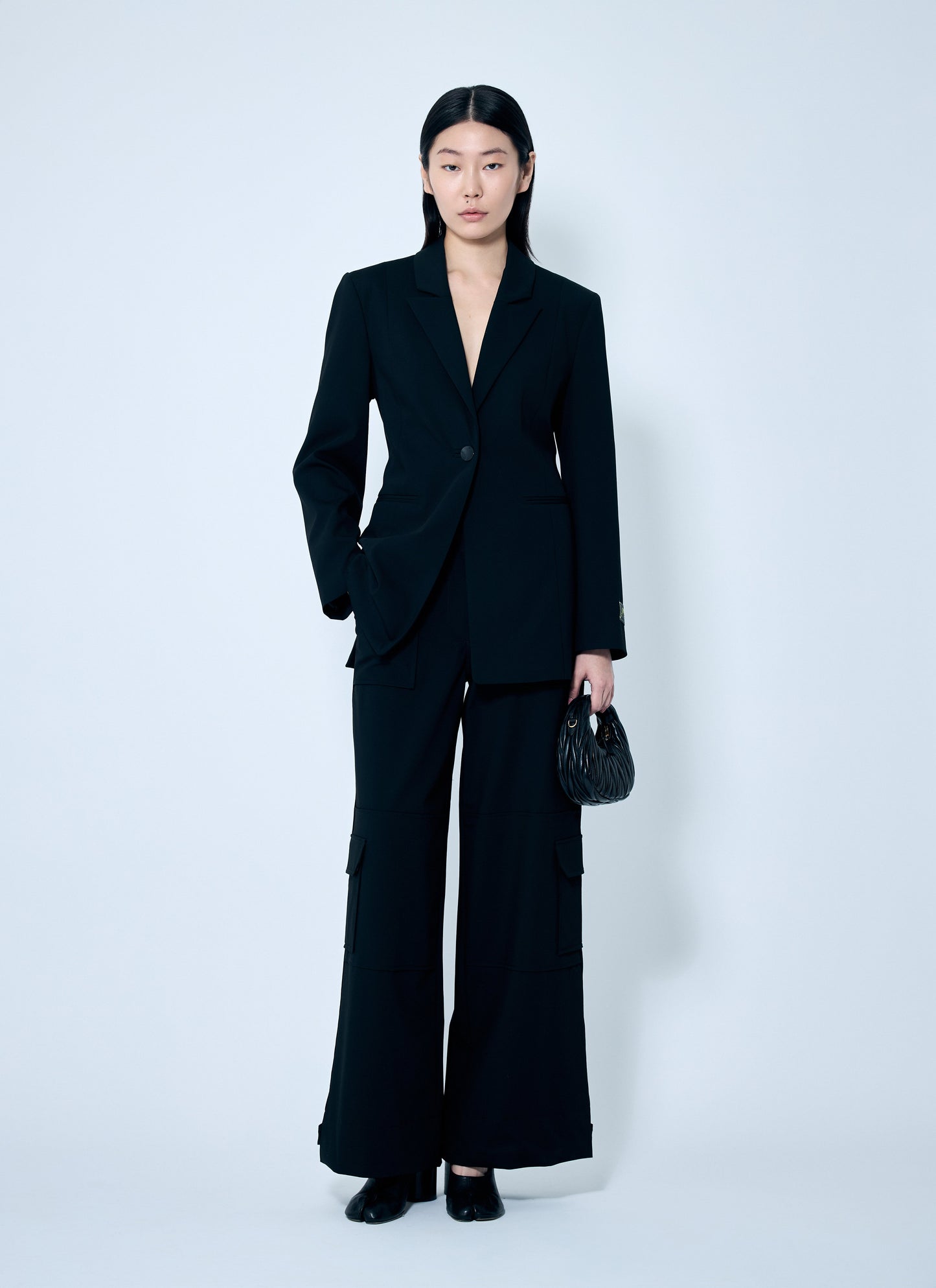 Ganni Women Solid Twill Suiting Cargo Pants GANNI