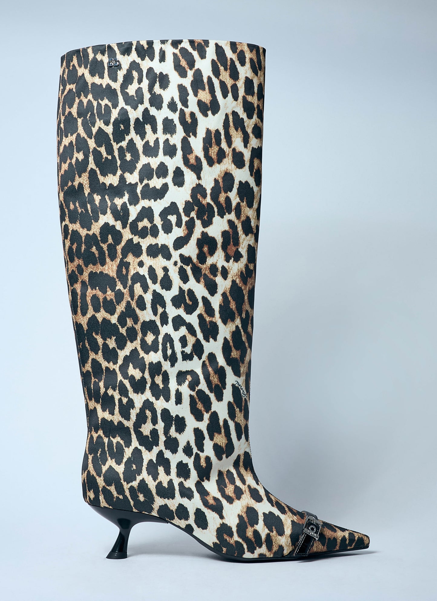 Ganni Women Leopard Eyelets Slouchy High Shaft Boots GANNI