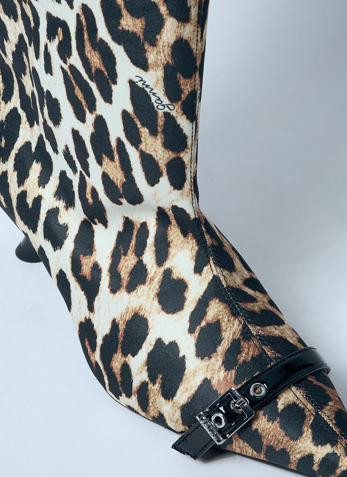 Ganni Women Leopard Eyelets Slouchy High Shaft Boots GANNI