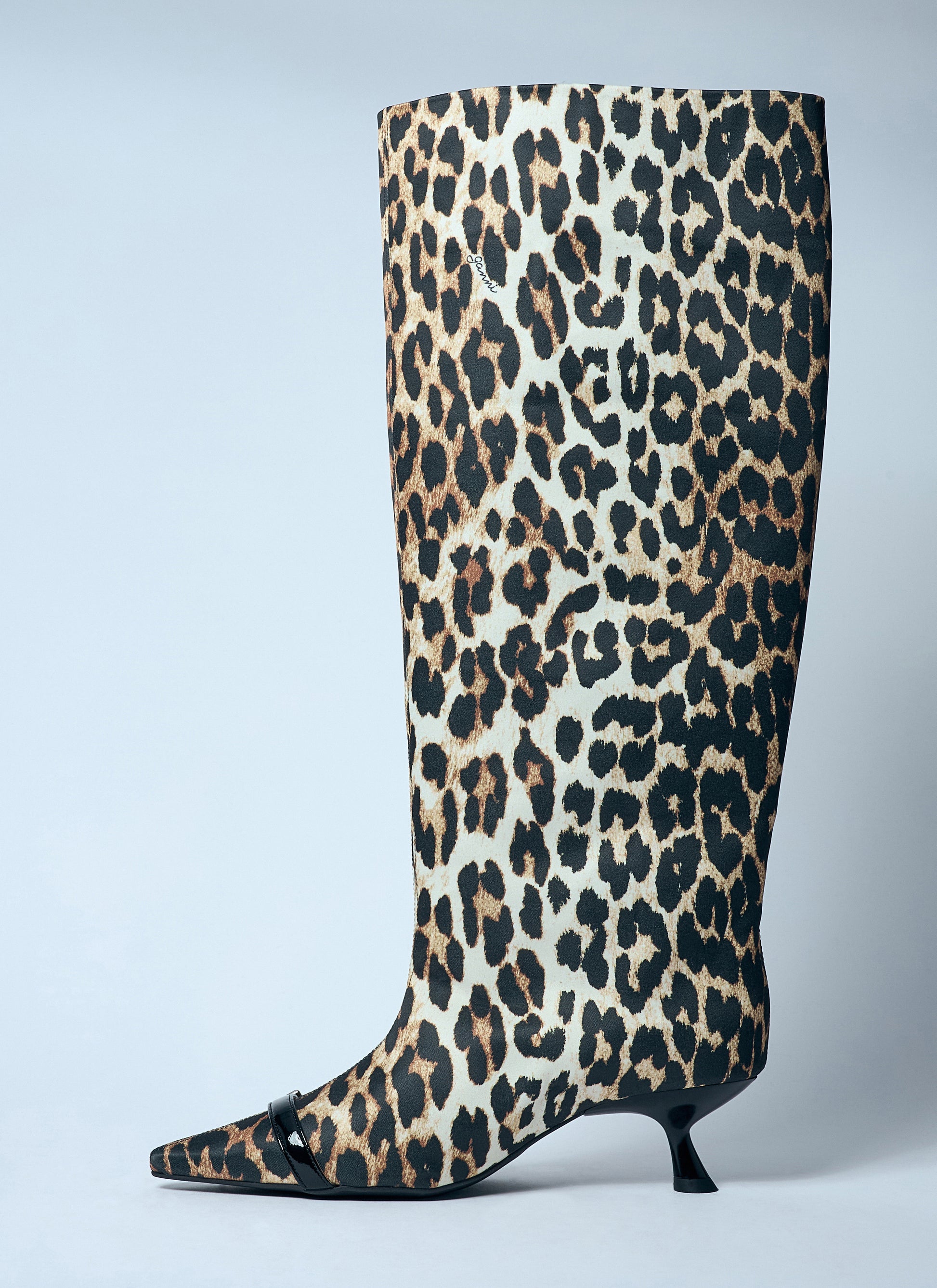 Ganni Women Leopard Eyelets Slouchy High Shaft Boots GANNI