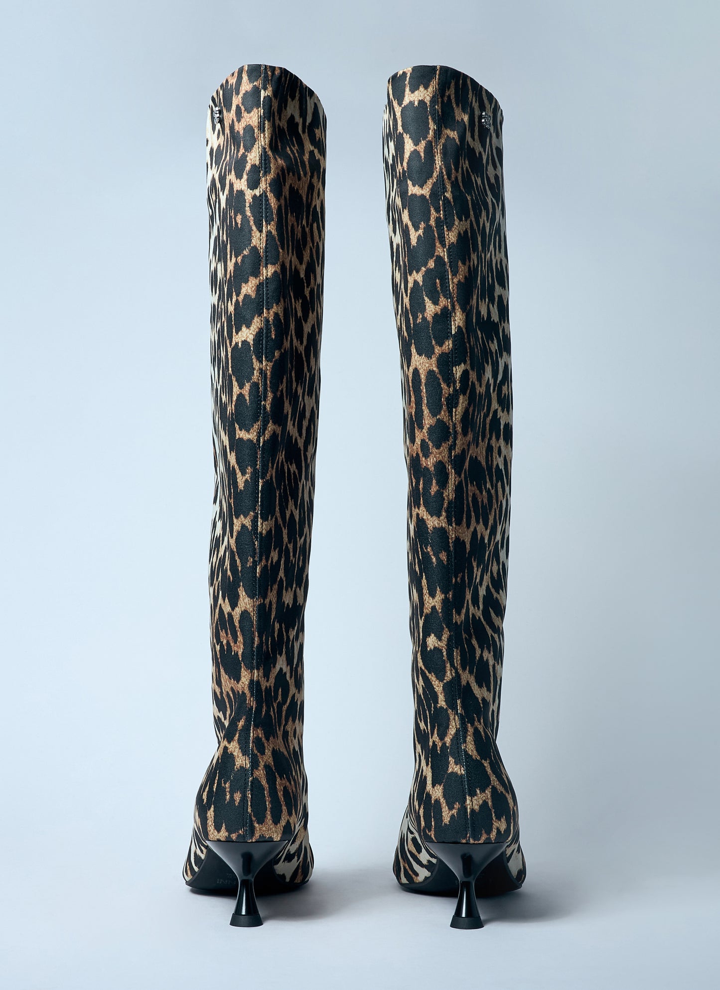Ganni Women Leopard Eyelets Slouchy High Shaft Boots GANNI