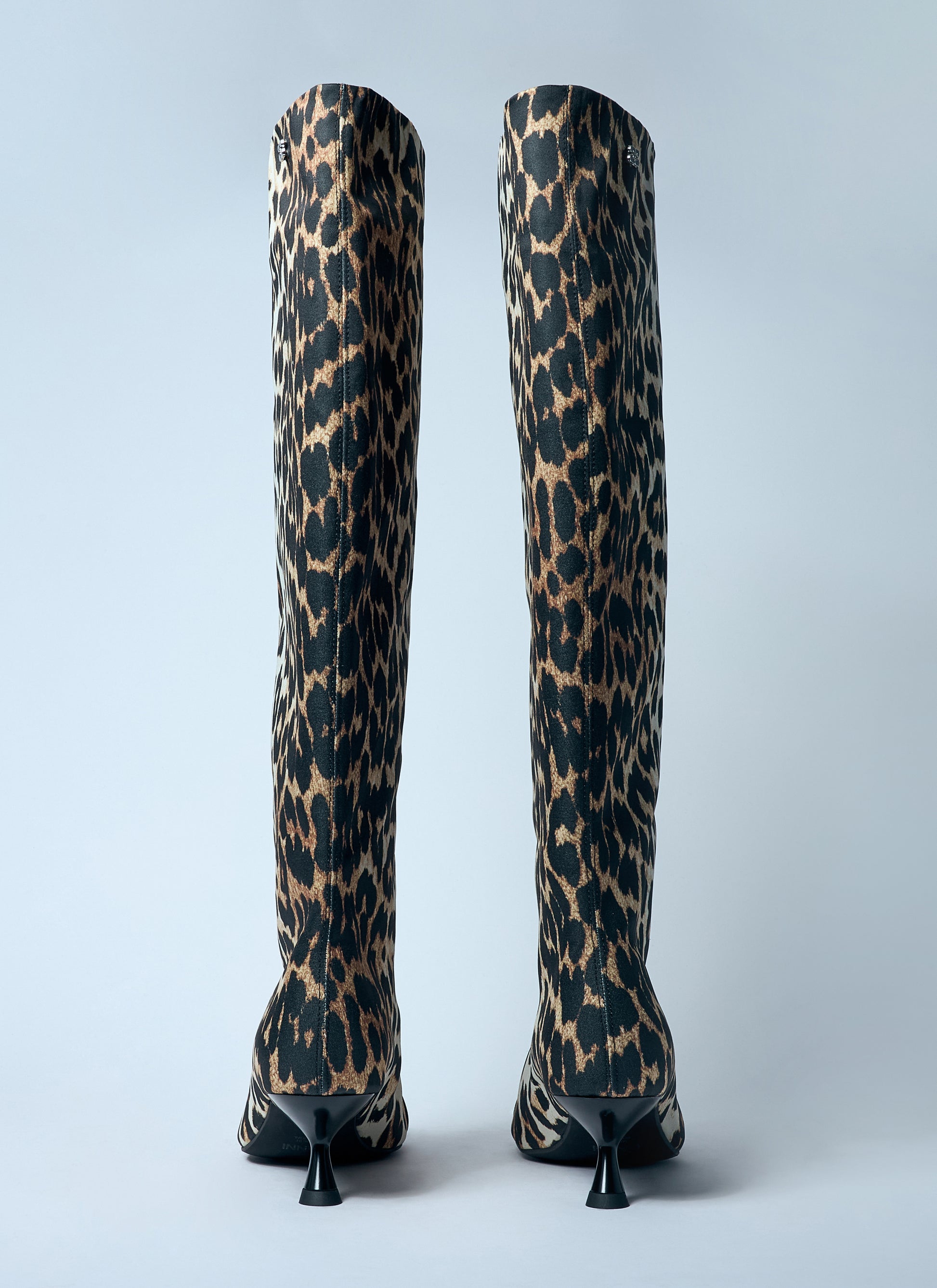 Ganni Women Leopard Eyelets Slouchy High Shaft Boots GANNI