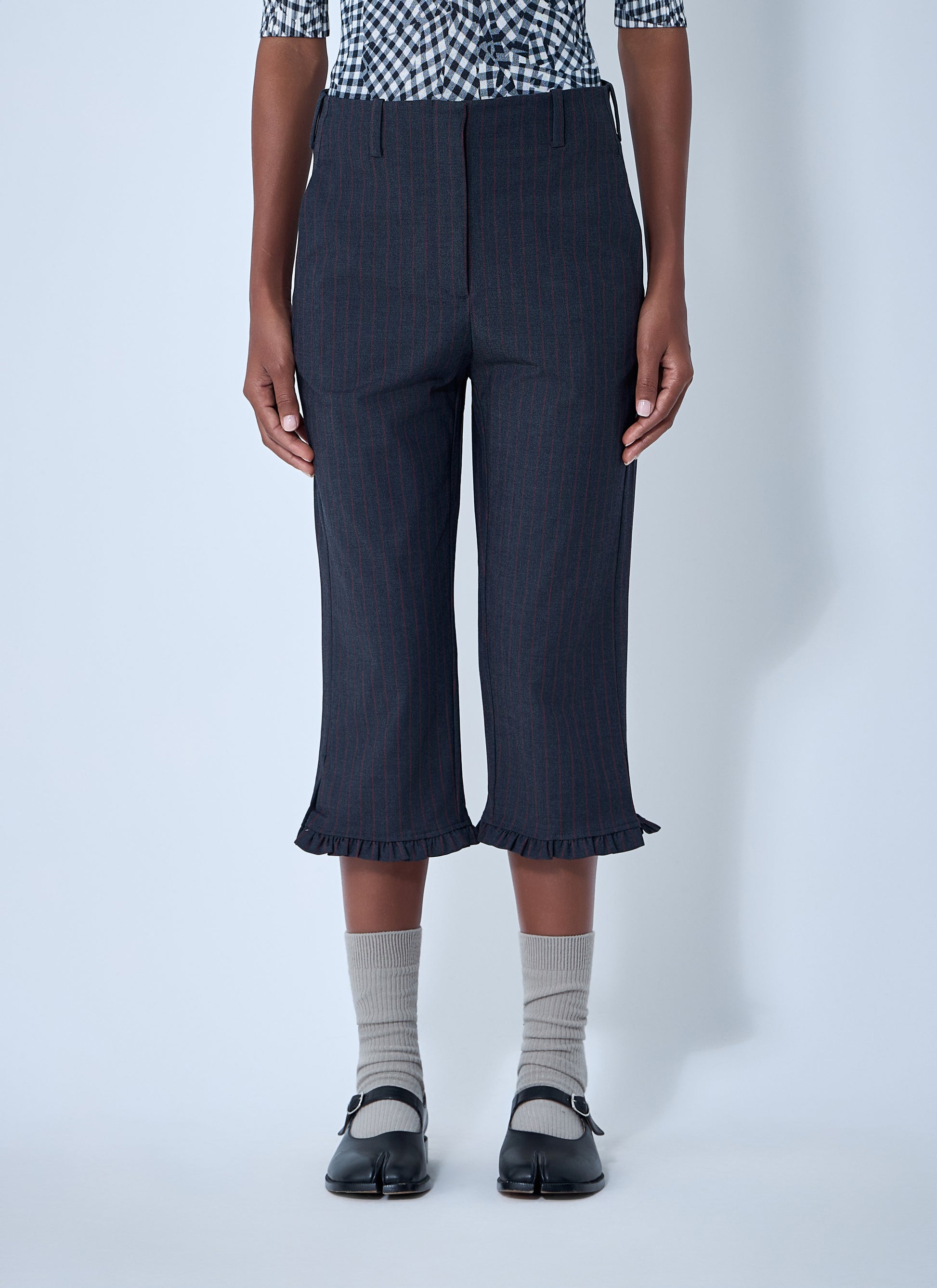 Ganni Women Stretch Stripe Capri Pants GANNI