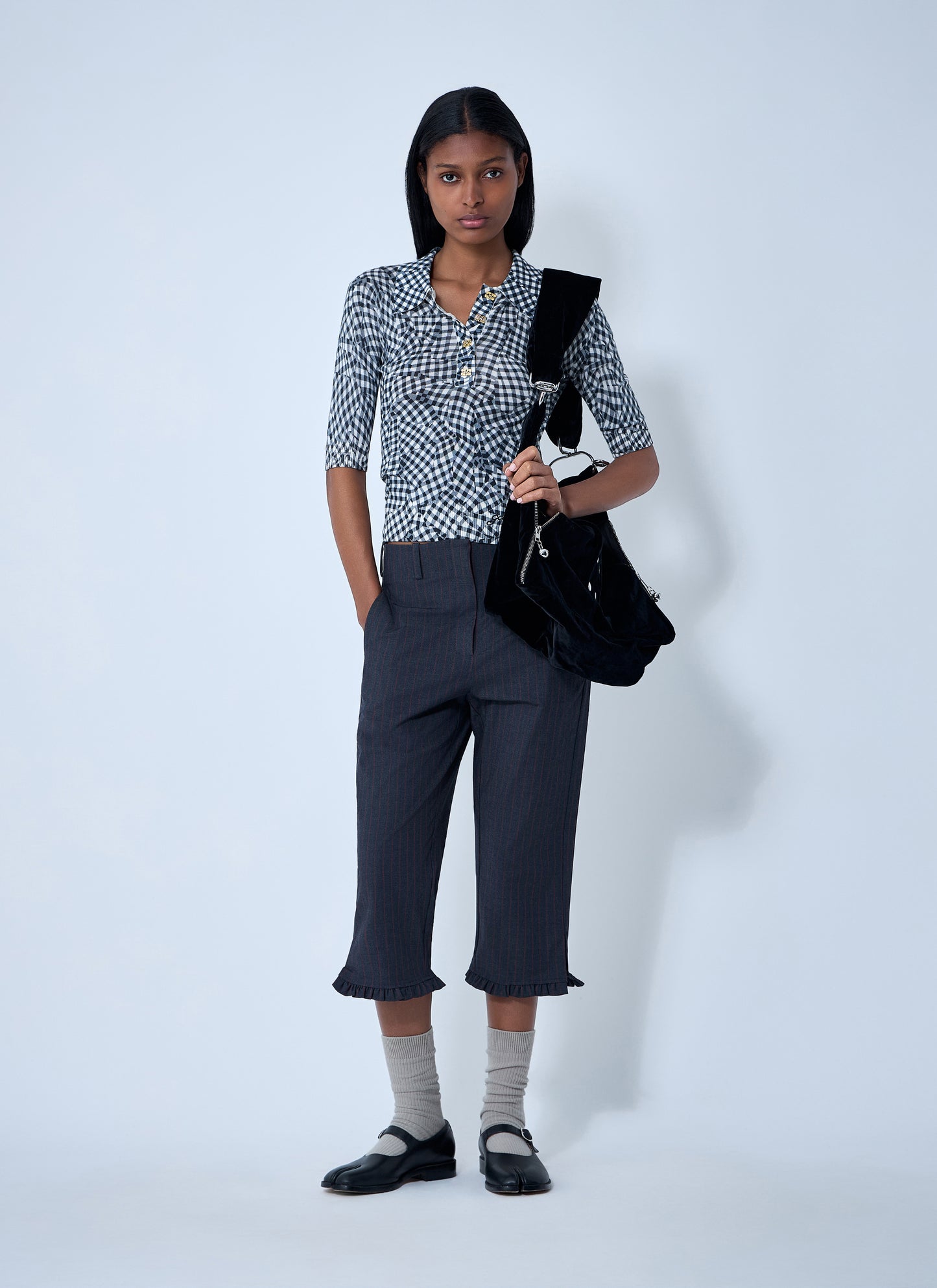 Ganni Women Stretch Stripe Capri Pants GANNI