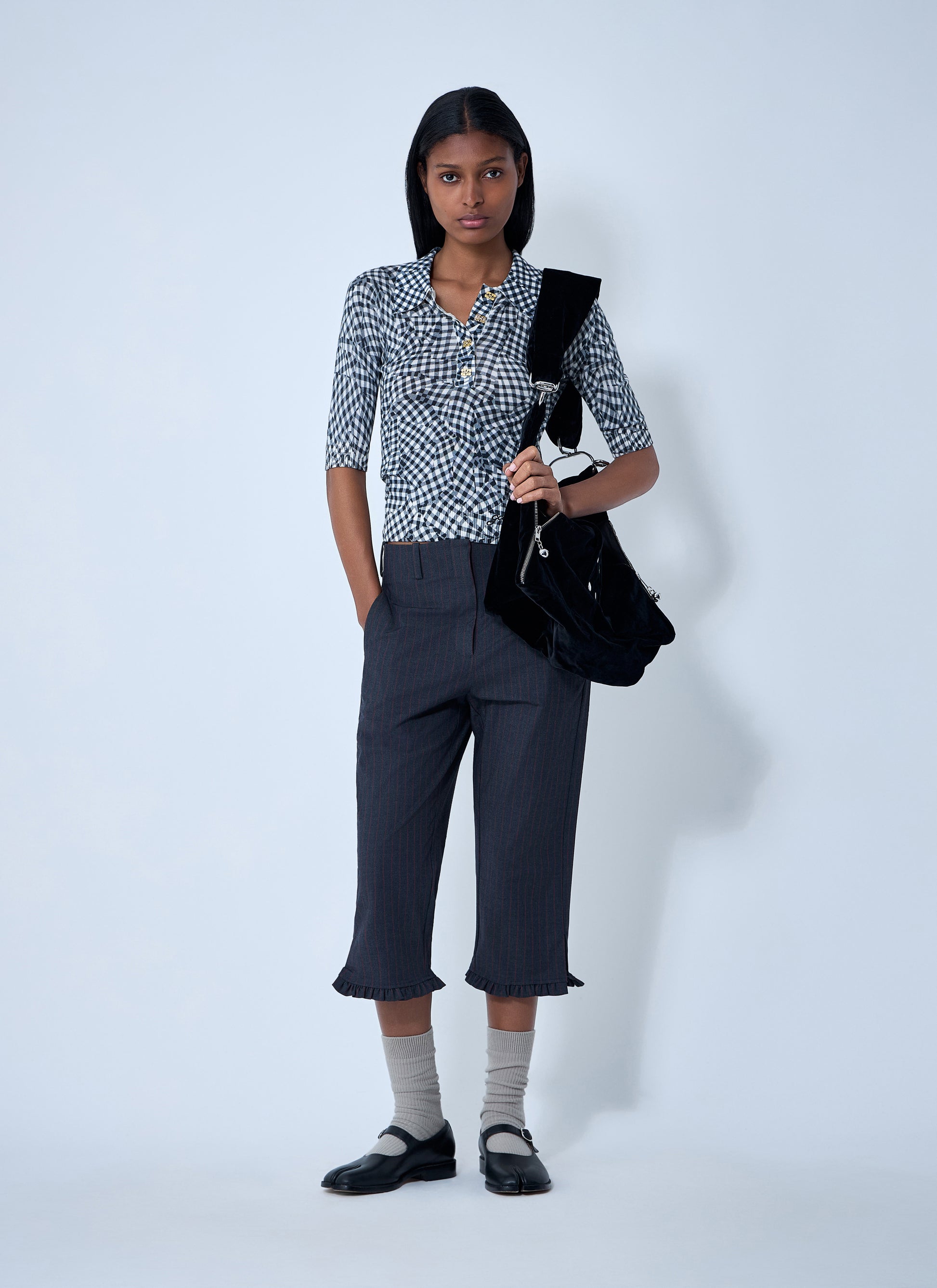 Ganni Women Stretch Stripe Capri Pants GANNI