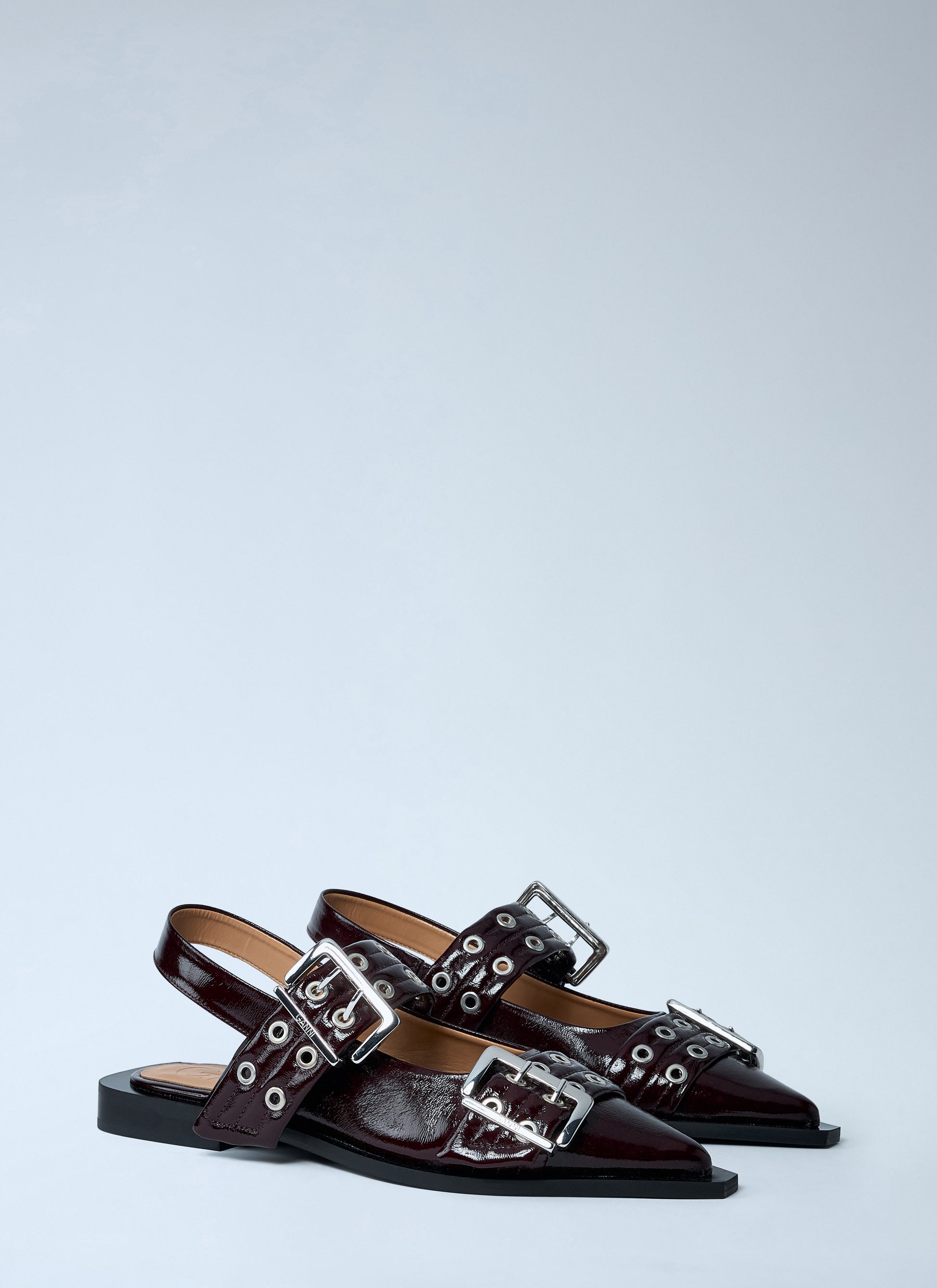 Ganni Women Buckle Ballerina Flats GANNI