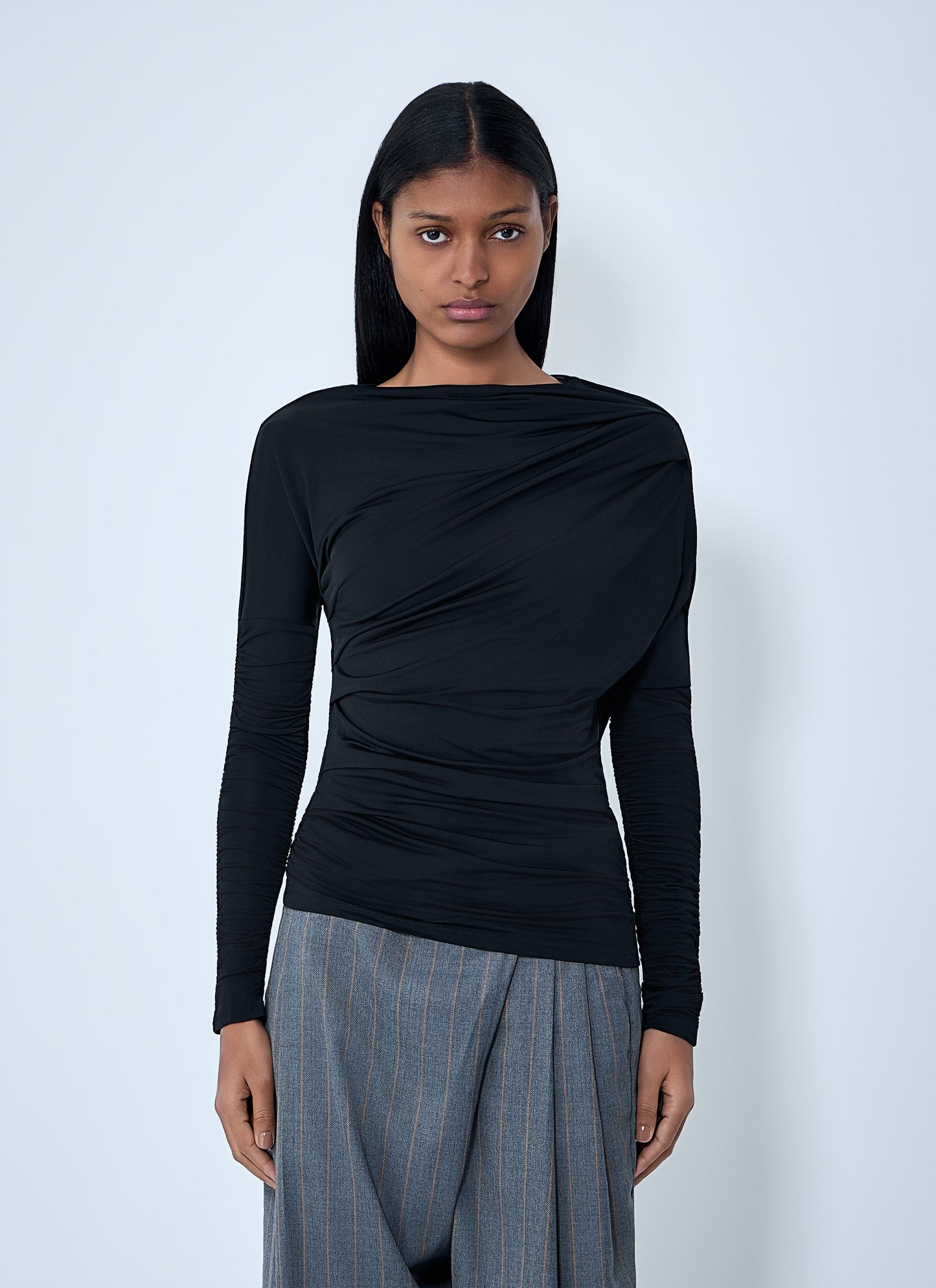 Ganni Women Draped Long Sleeve Top GANNI