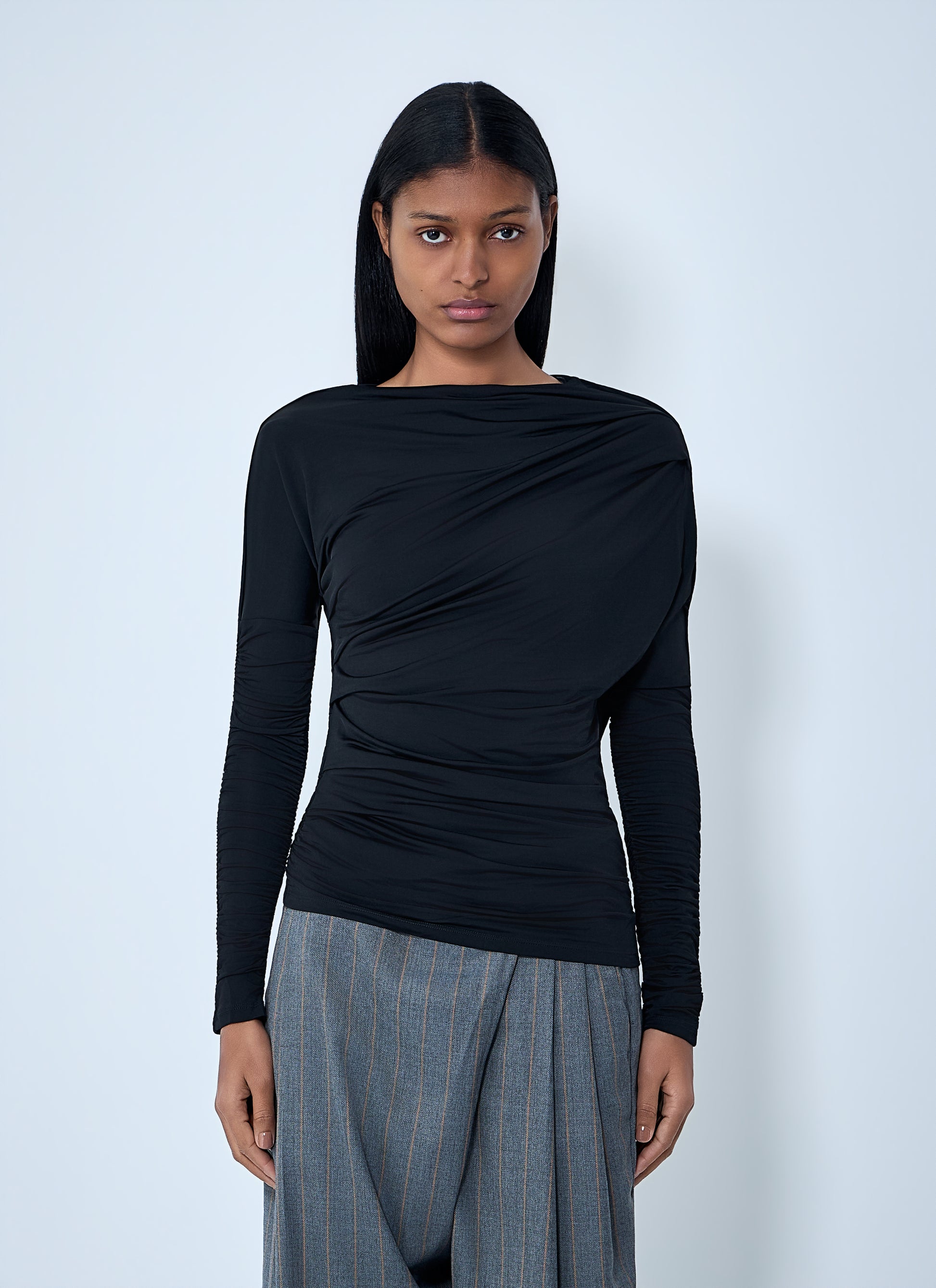 Ganni Women Draped Long Sleeve Top GANNI
