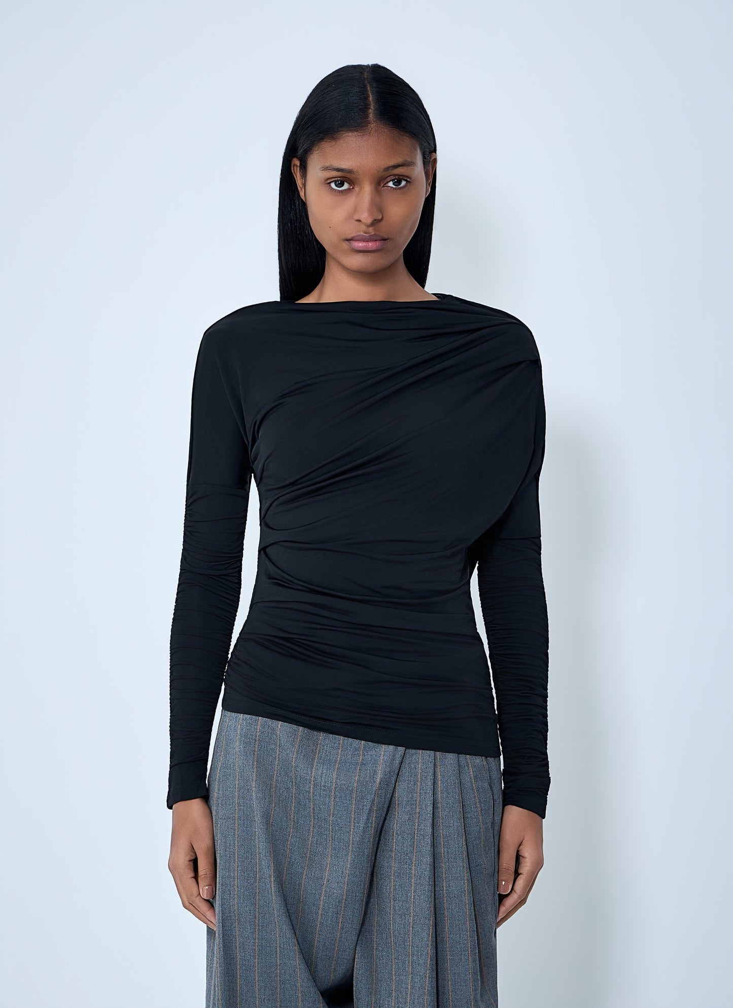 Ganni Women Draped Long Sleeve Top GANNI