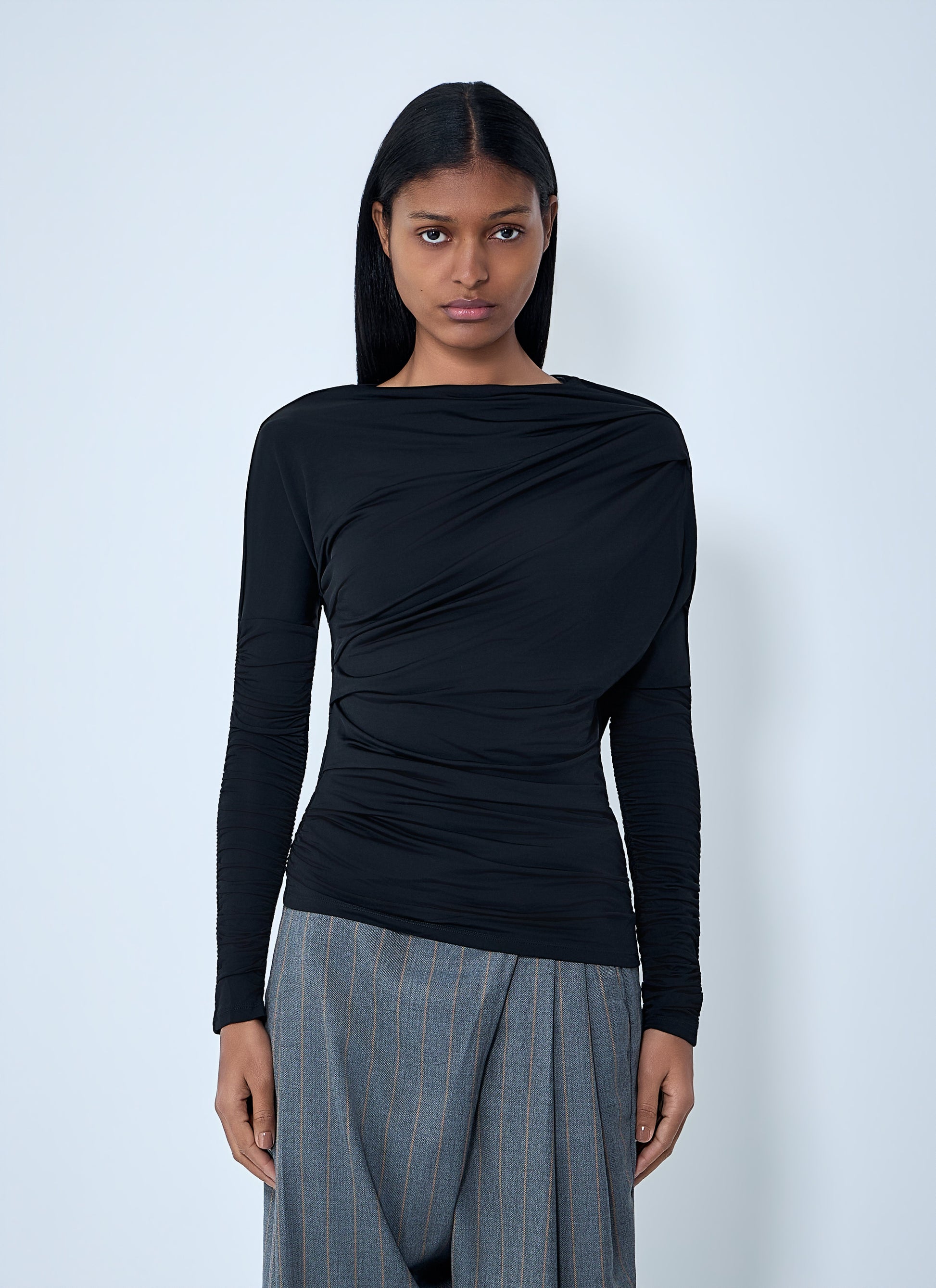 Ganni Women Draped Long Sleeve Top GANNI