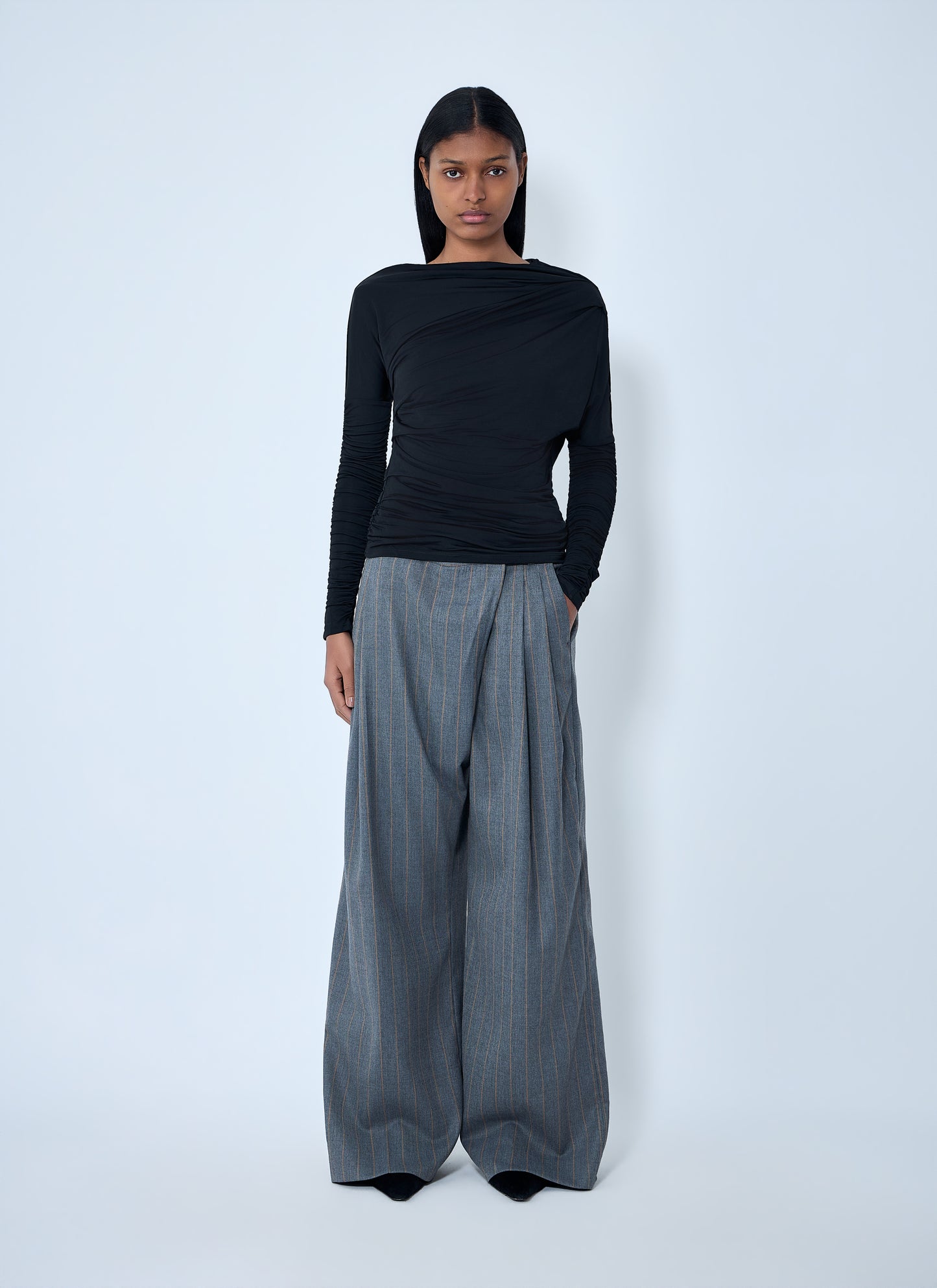 Ganni Women Draped Long Sleeve Top GANNI