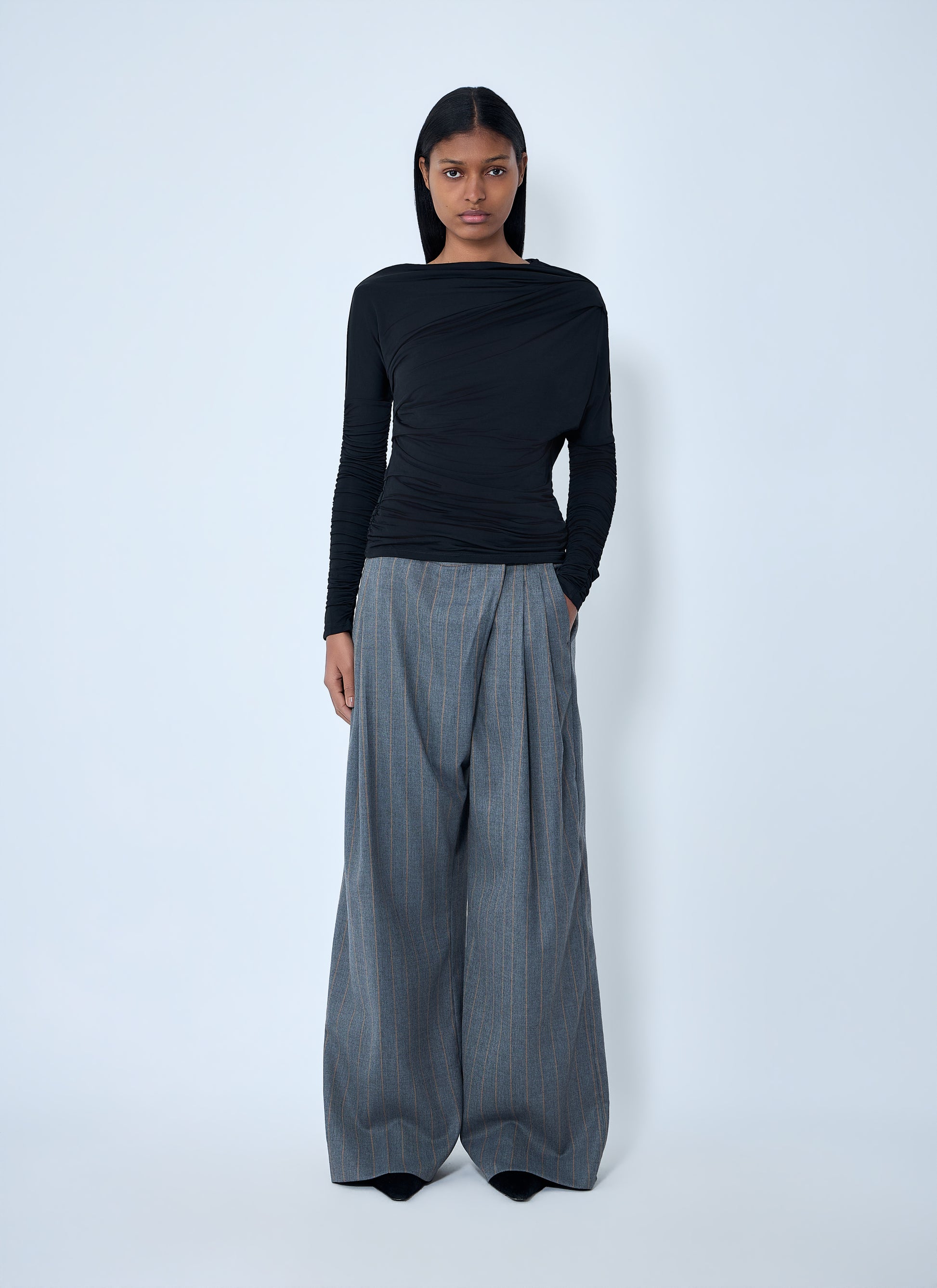 Ganni Women Draped Long Sleeve Top GANNI
