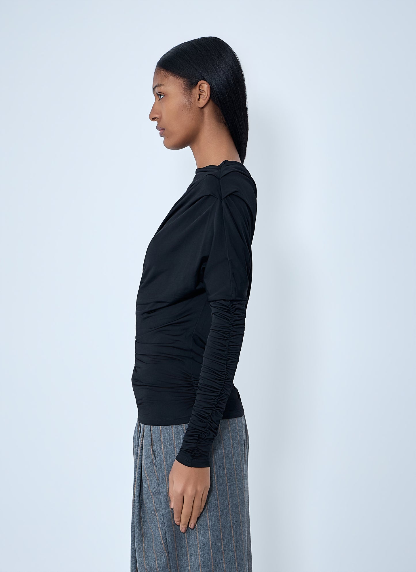 Ganni Women Draped Long Sleeve Top GANNI
