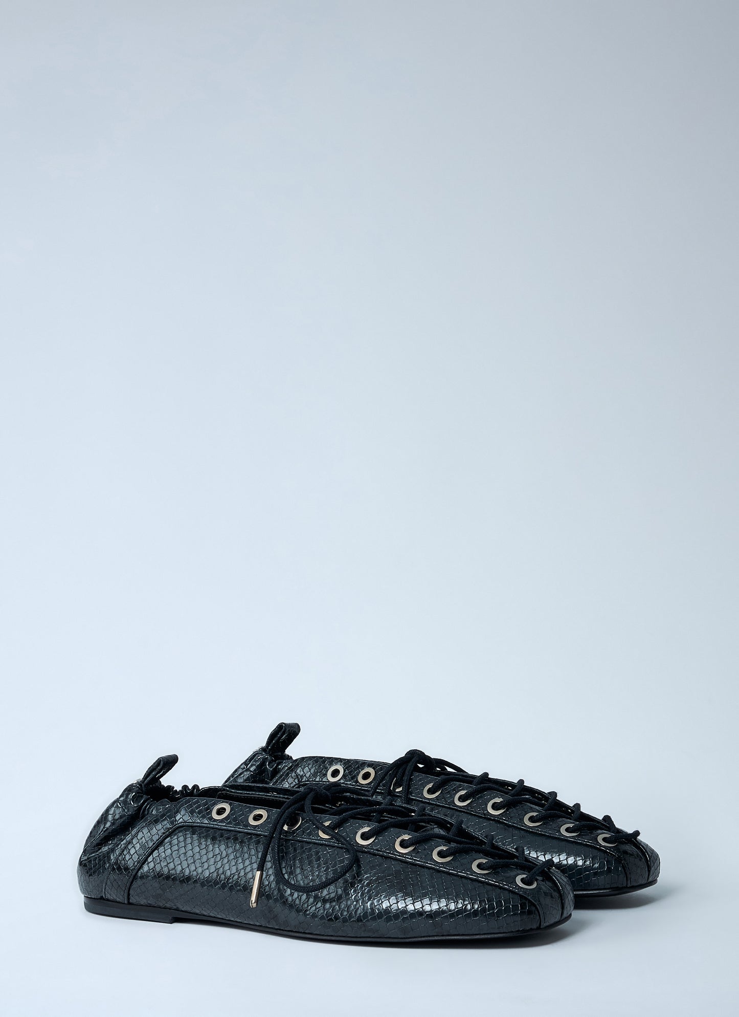 Ganni Women Eyelet Lace-Up Ballerina Flats GANNI