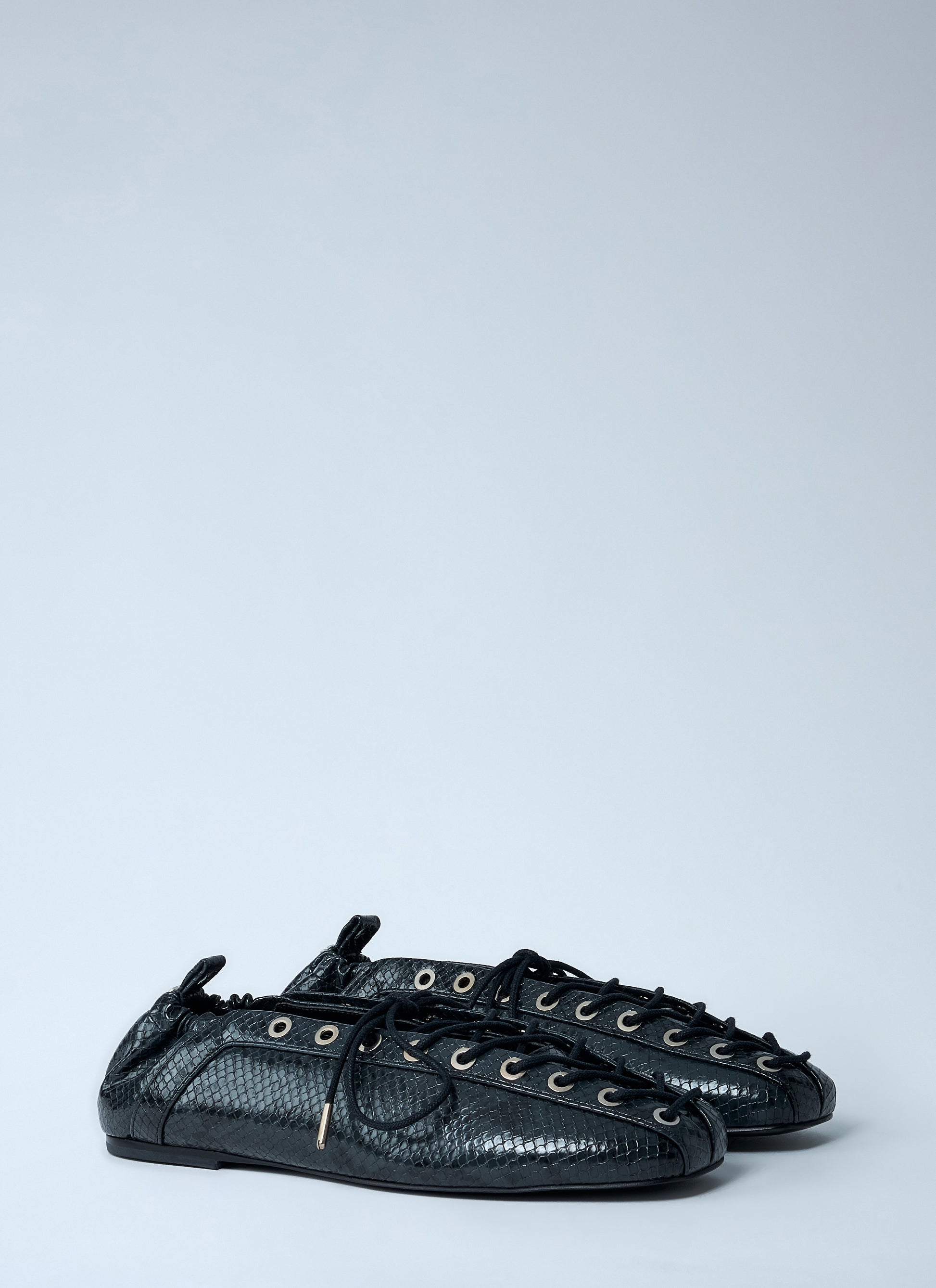 Ganni Women Eyelet Lace-Up Ballerina Flats GANNI