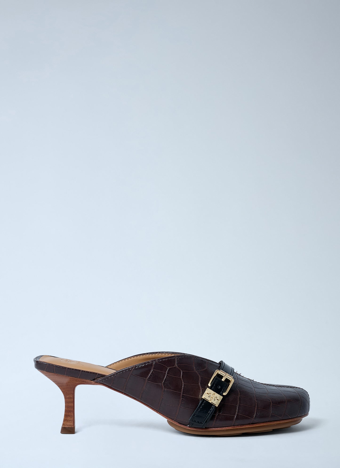 Ganni Women Sue Croc-Embossed Heeled Mules GANNI