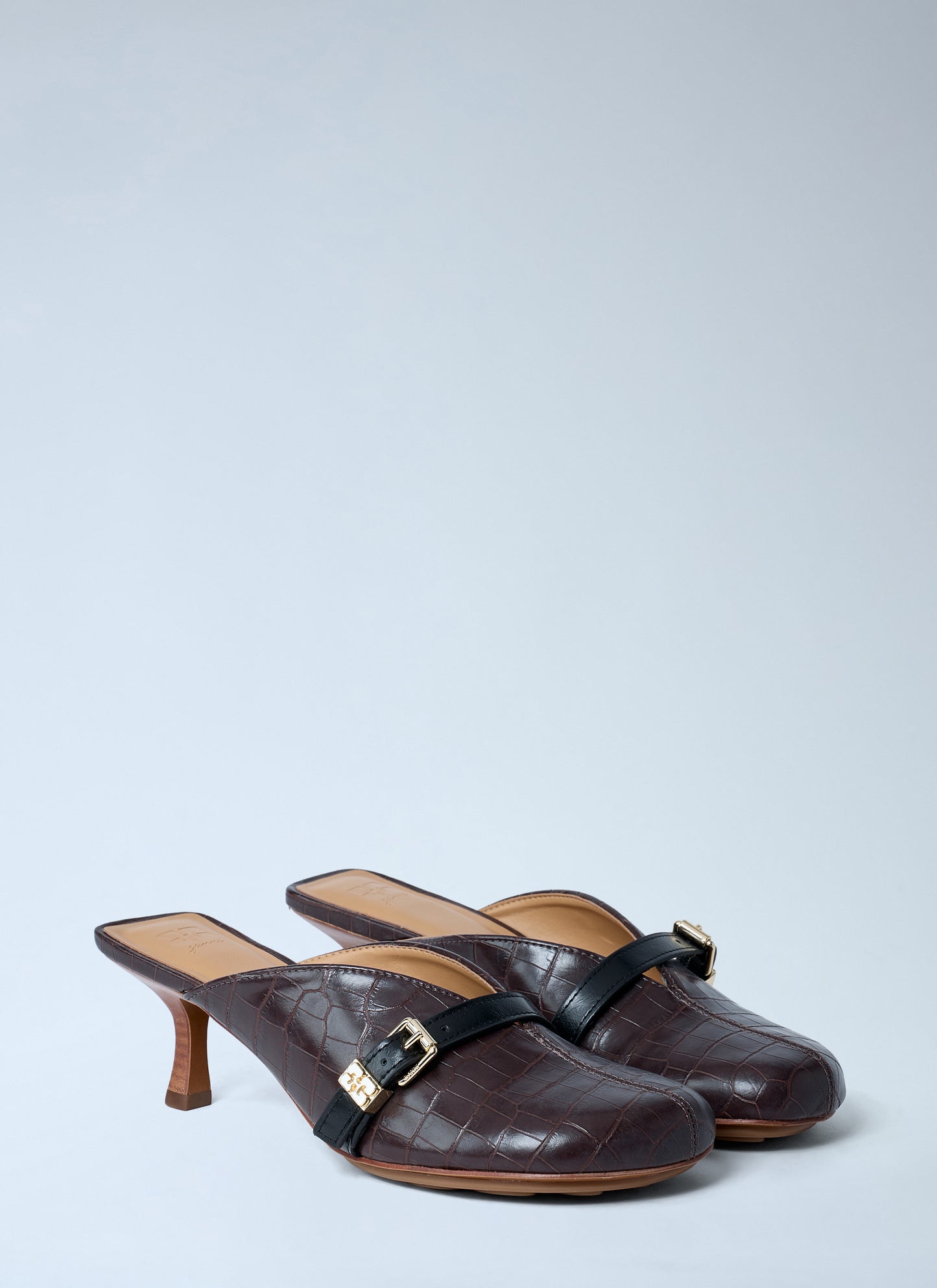 Ganni Women Sue Croc-Embossed Heeled Mules GANNI