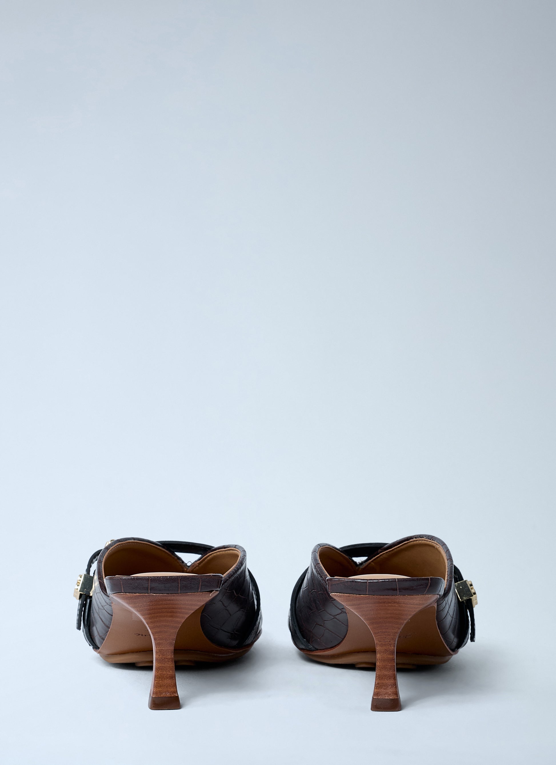 Ganni Women Sue Croc-Embossed Heeled Mules GANNI