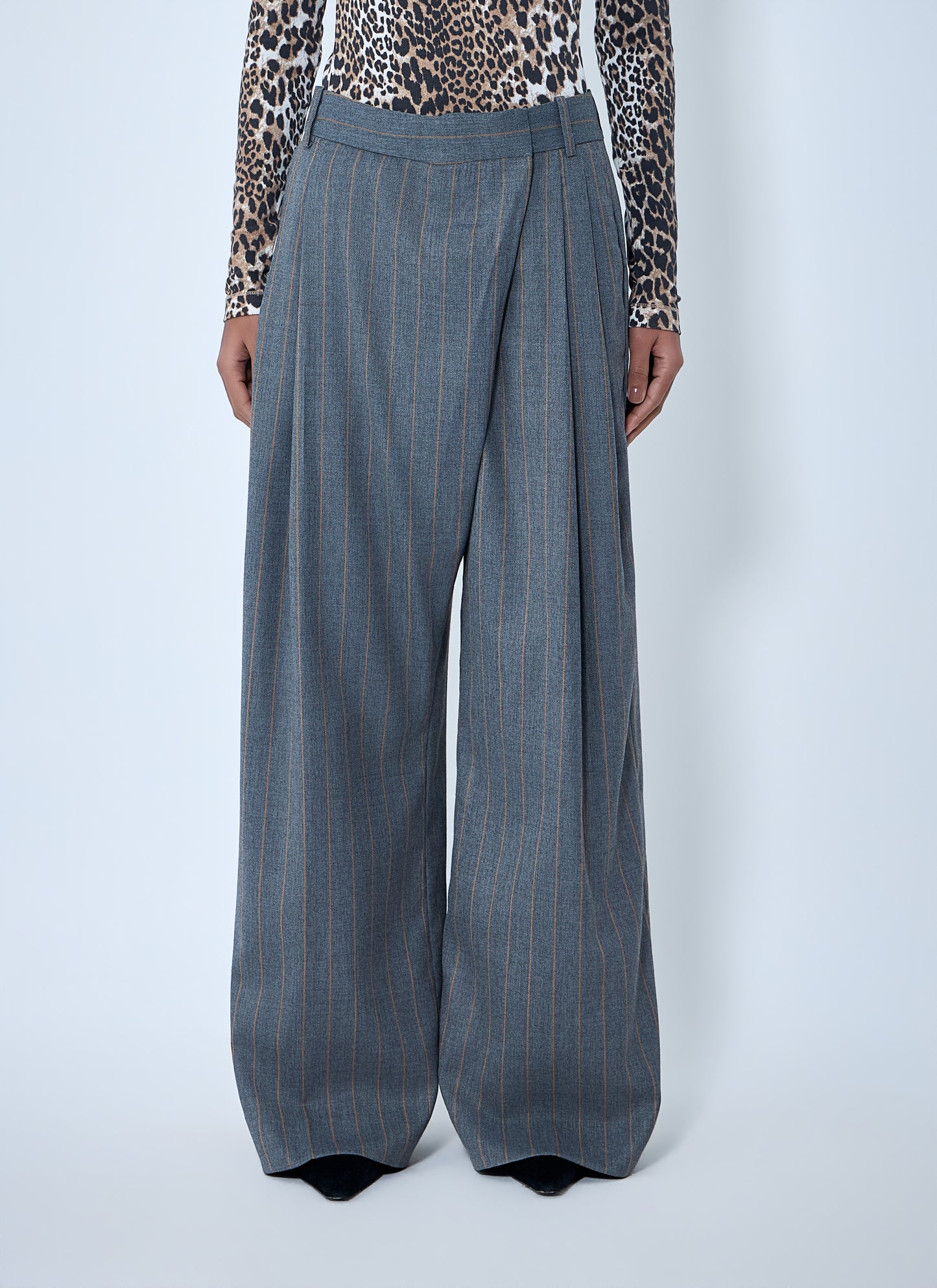 Ganni Women Wide-Leg Pinstripe Pants GANNI