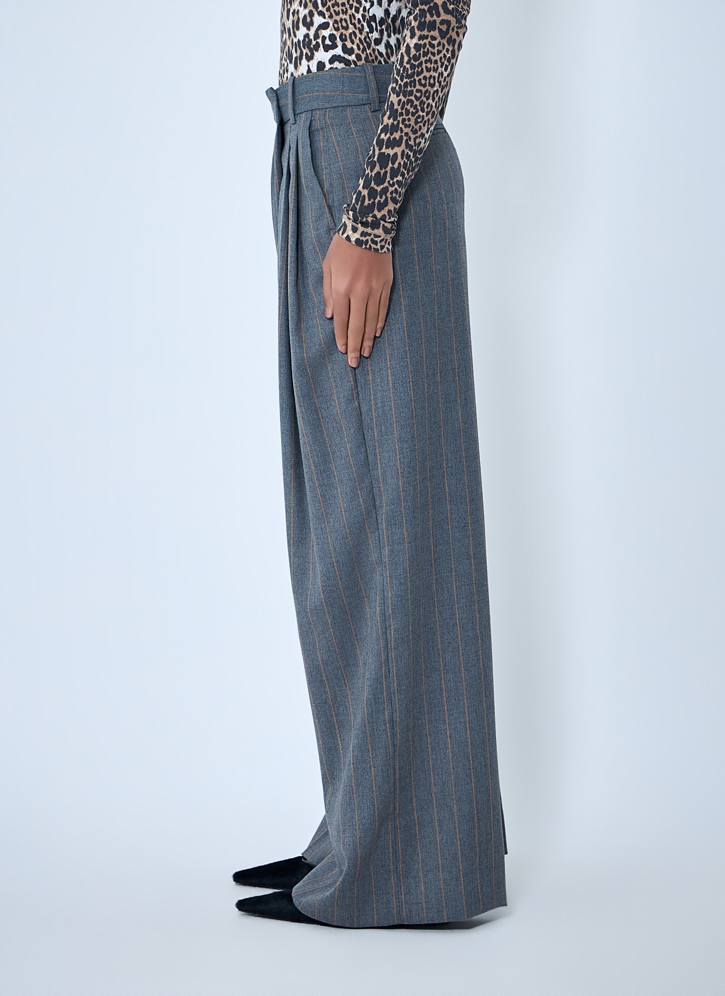 Ganni Women Wide-Leg Pinstripe Pants GANNI