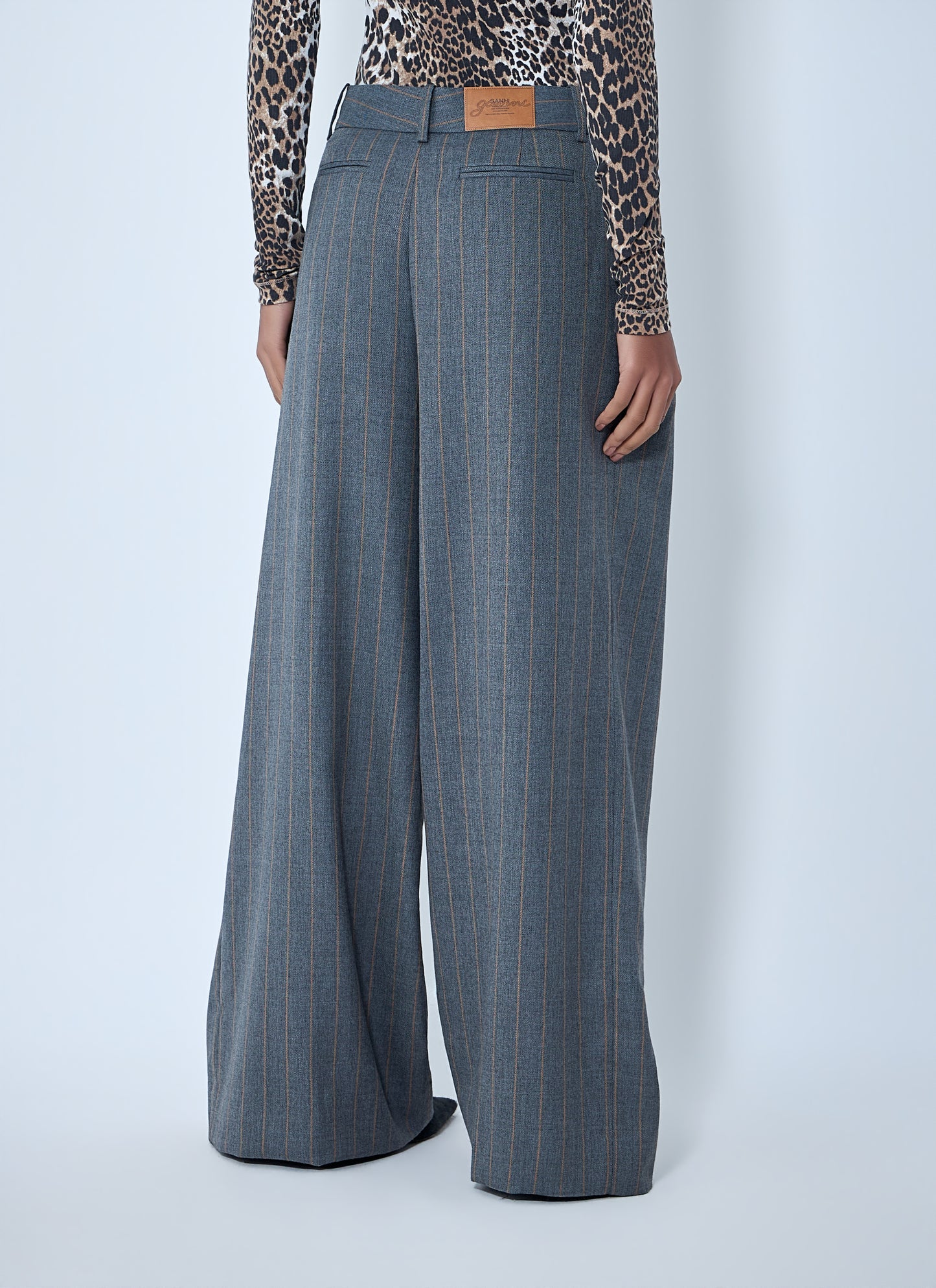 Ganni Women Wide-Leg Pinstripe Pants GANNI
