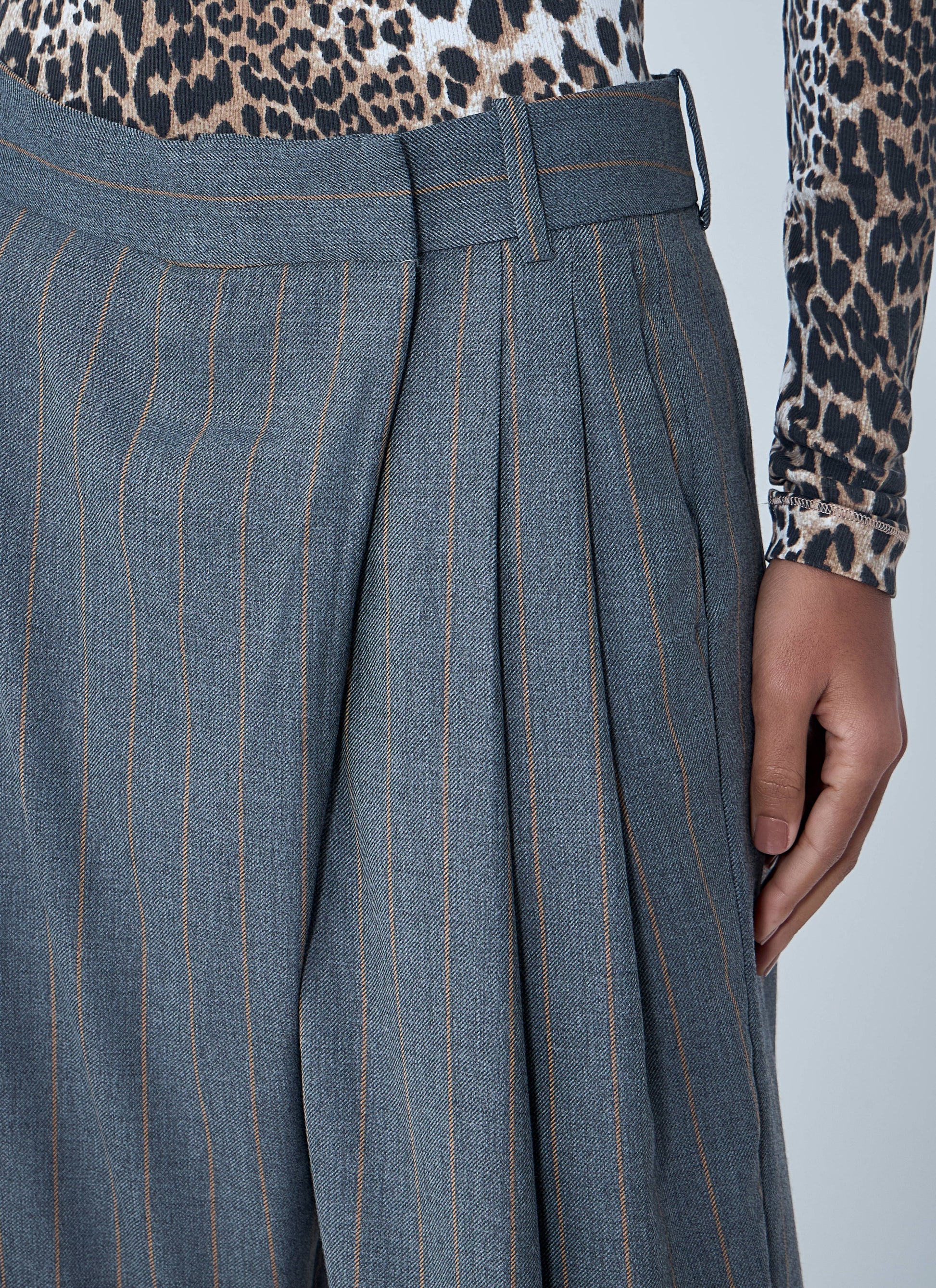 Ganni Women Wide-Leg Pinstripe Pants GANNI