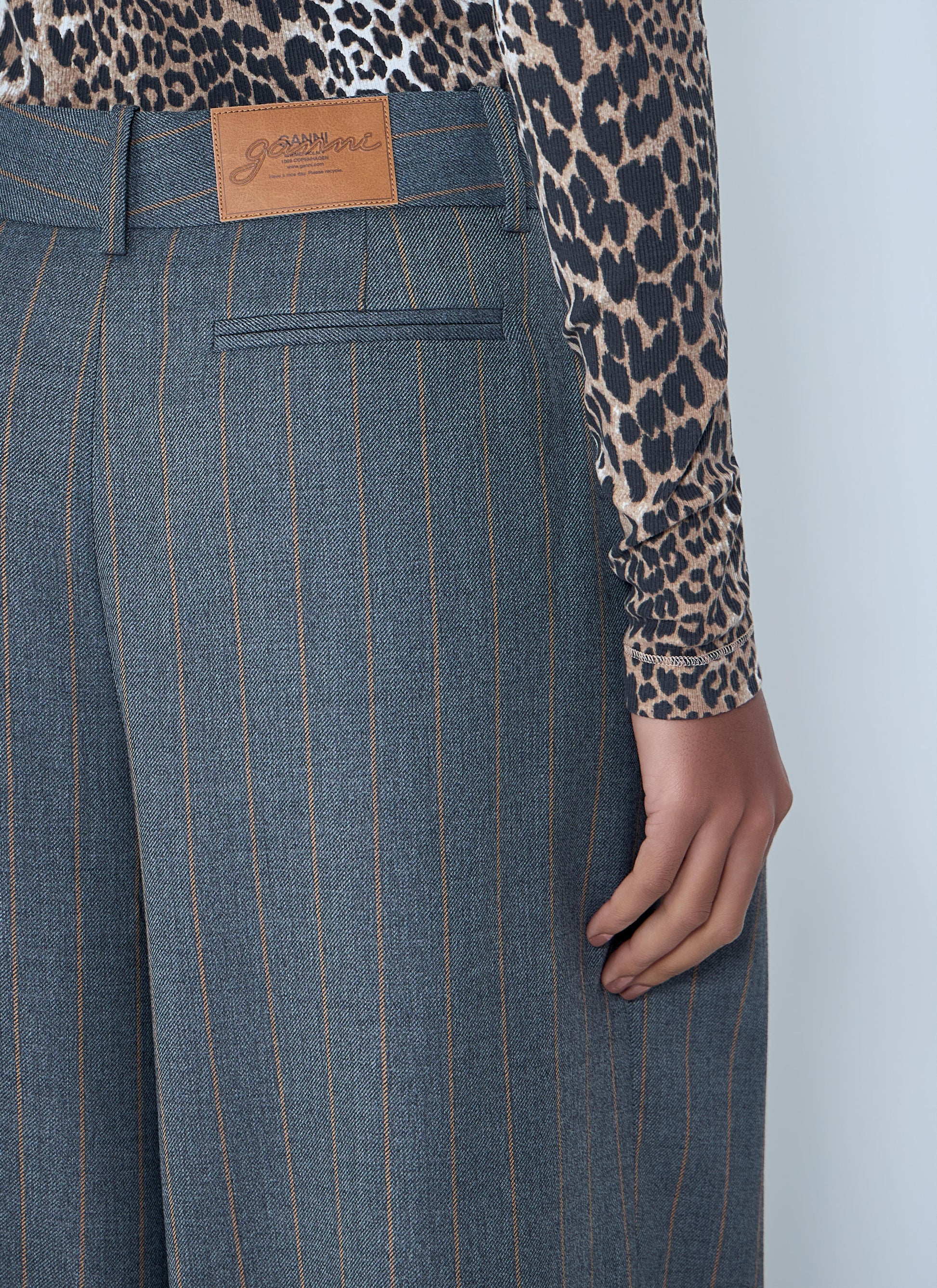 Ganni Women Wide-Leg Pinstripe Pants GANNI