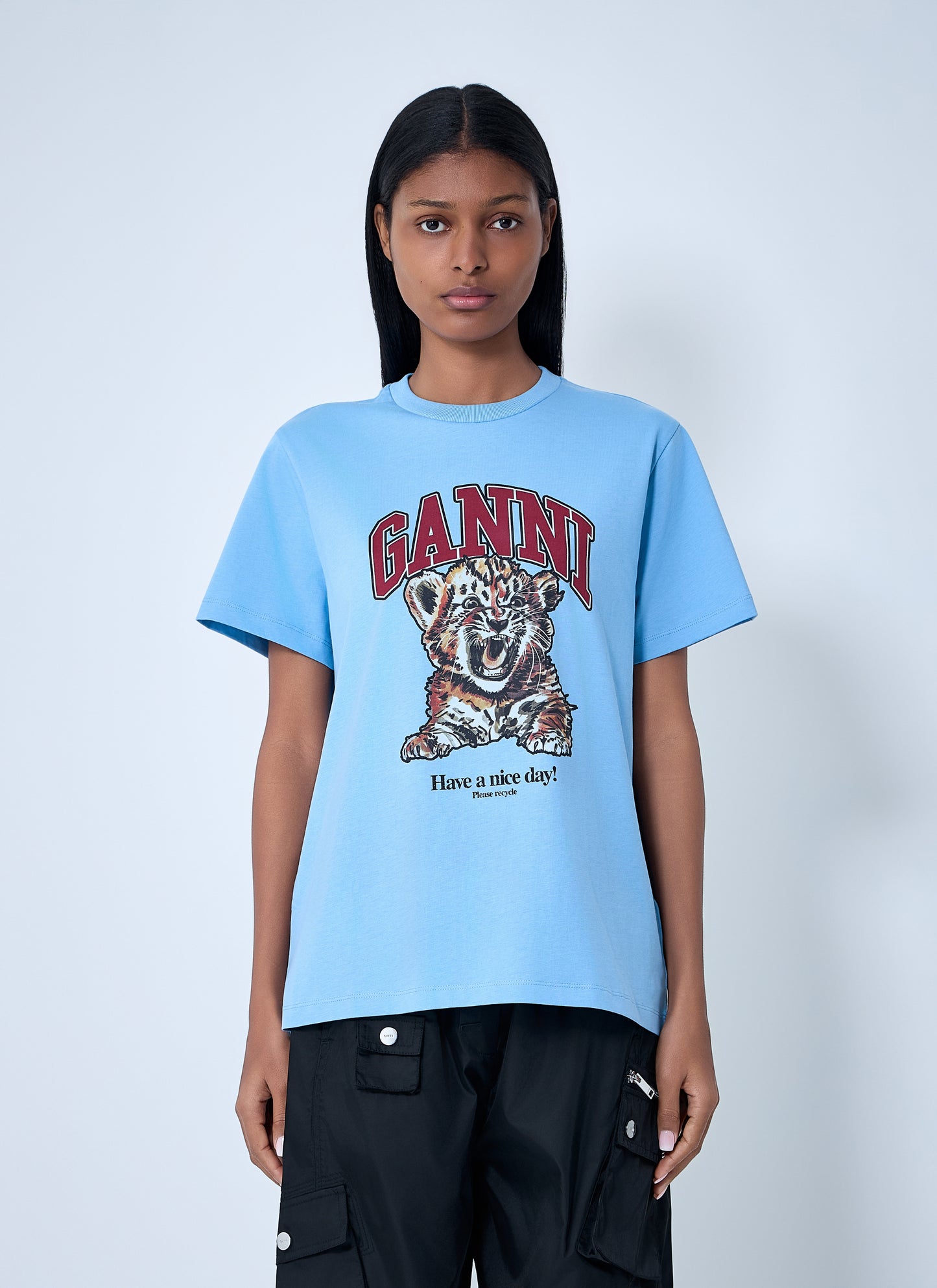 Ganni Women Logo Motif T-Shirt GANNI