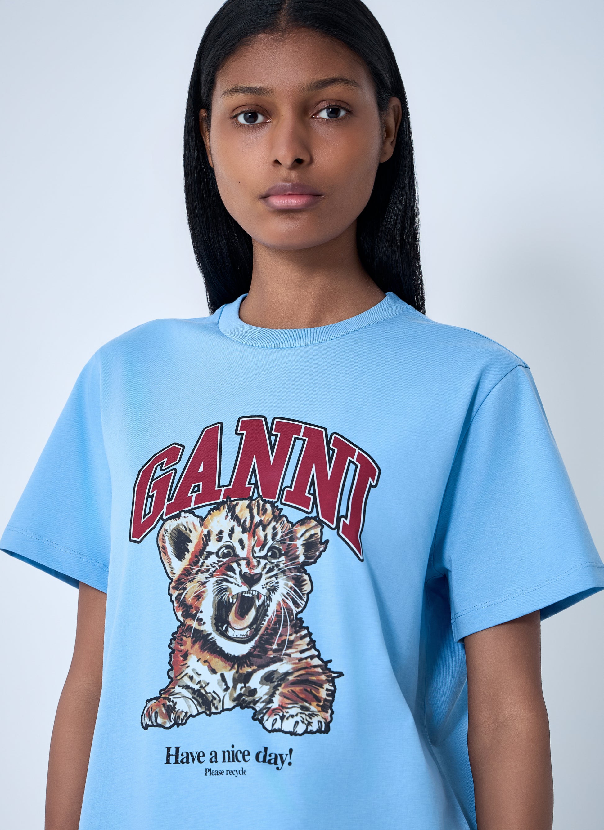 Ganni Women Logo Motif T-Shirt GANNI