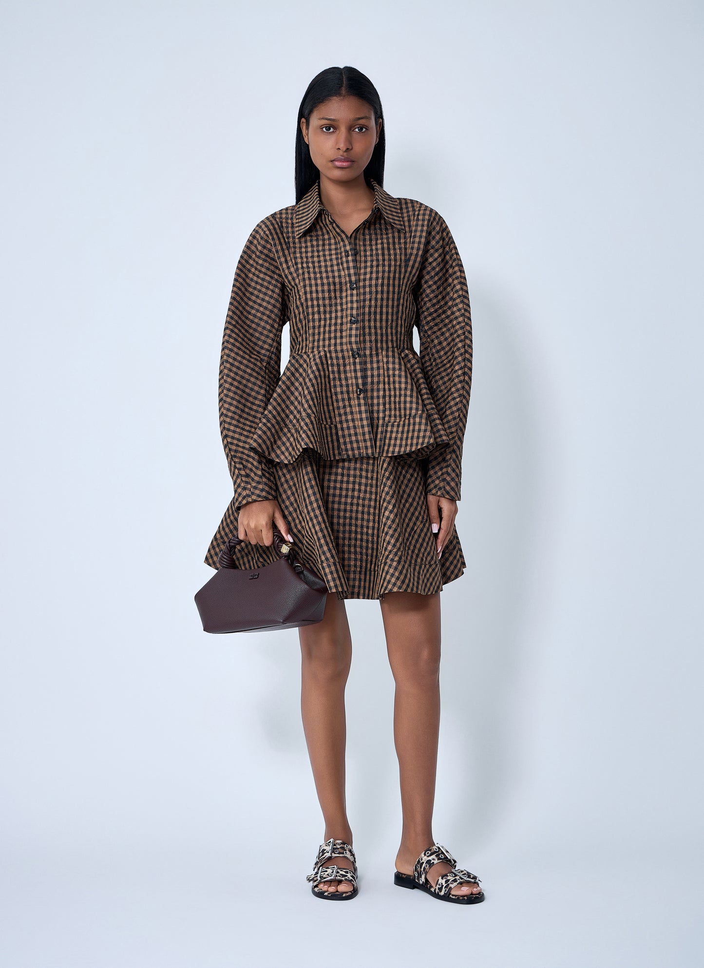 Ganni Women Crinkle Peplum Shirt GANNI