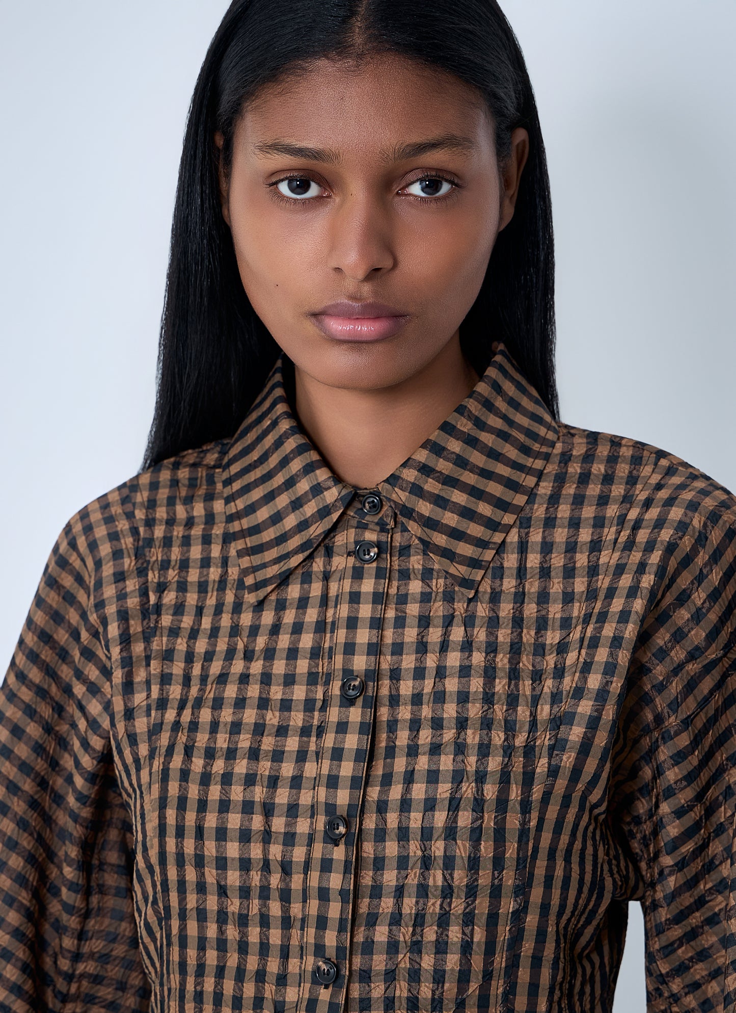 Ganni Women Crinkle Peplum Shirt GANNI