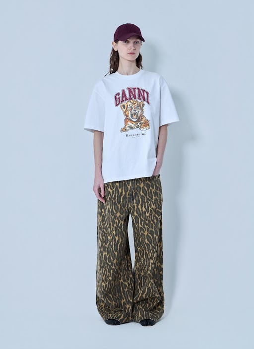 Ganni Women Print Denim Baggy Jeans GANNI